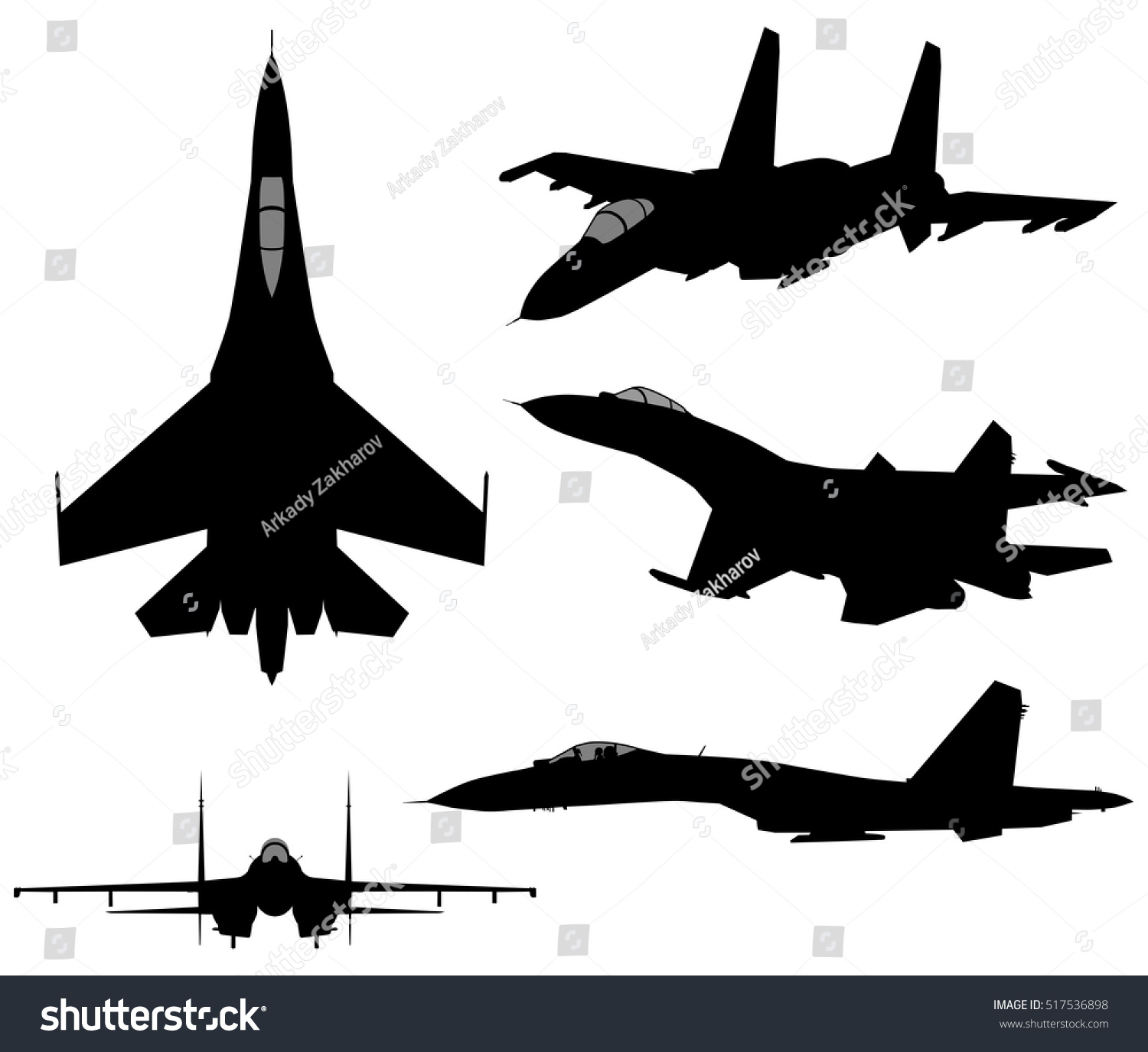 戦闘機のシルエットのセット のベクター画像素材 ロイヤリティフリー