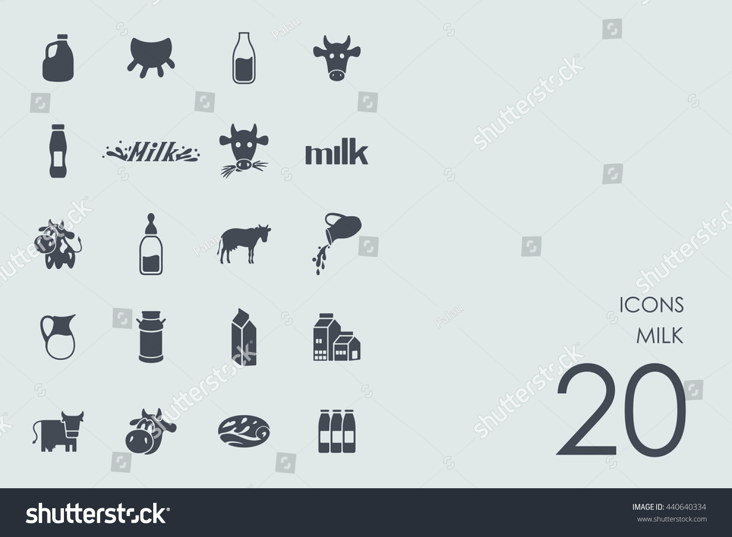 Set Milk Icons Stock Vector 440640334 - Shutterstock