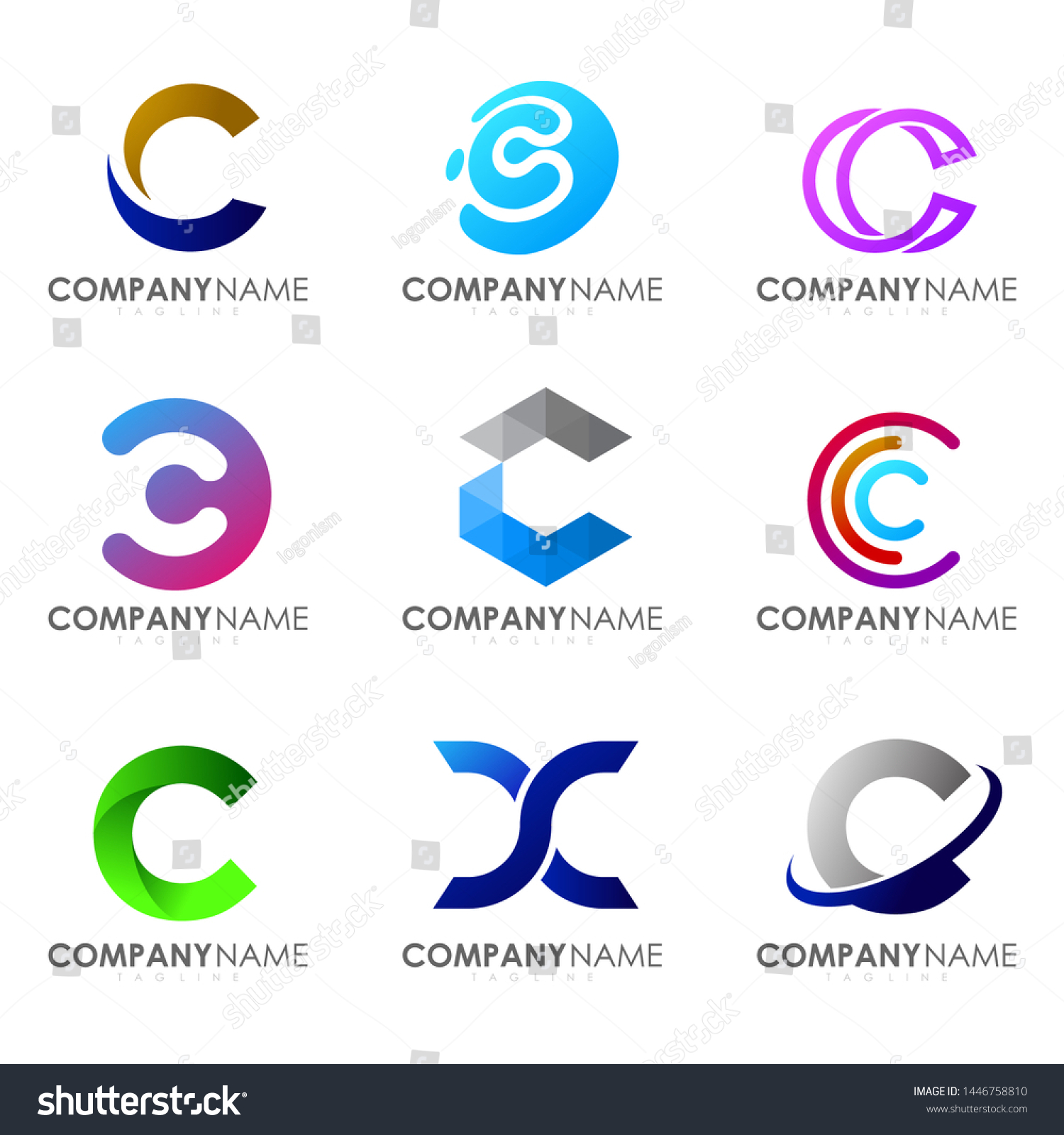 Set Modern Alphabet Logo Design Letter Stock Vector Royalty Free 1446758810