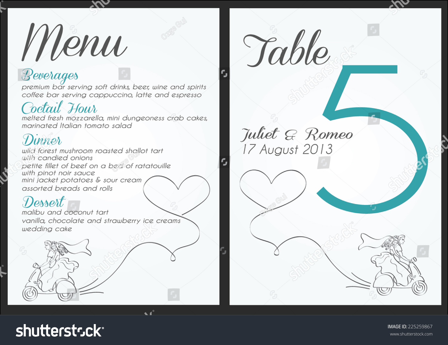 set modern wedding invitation template scooter stock vector