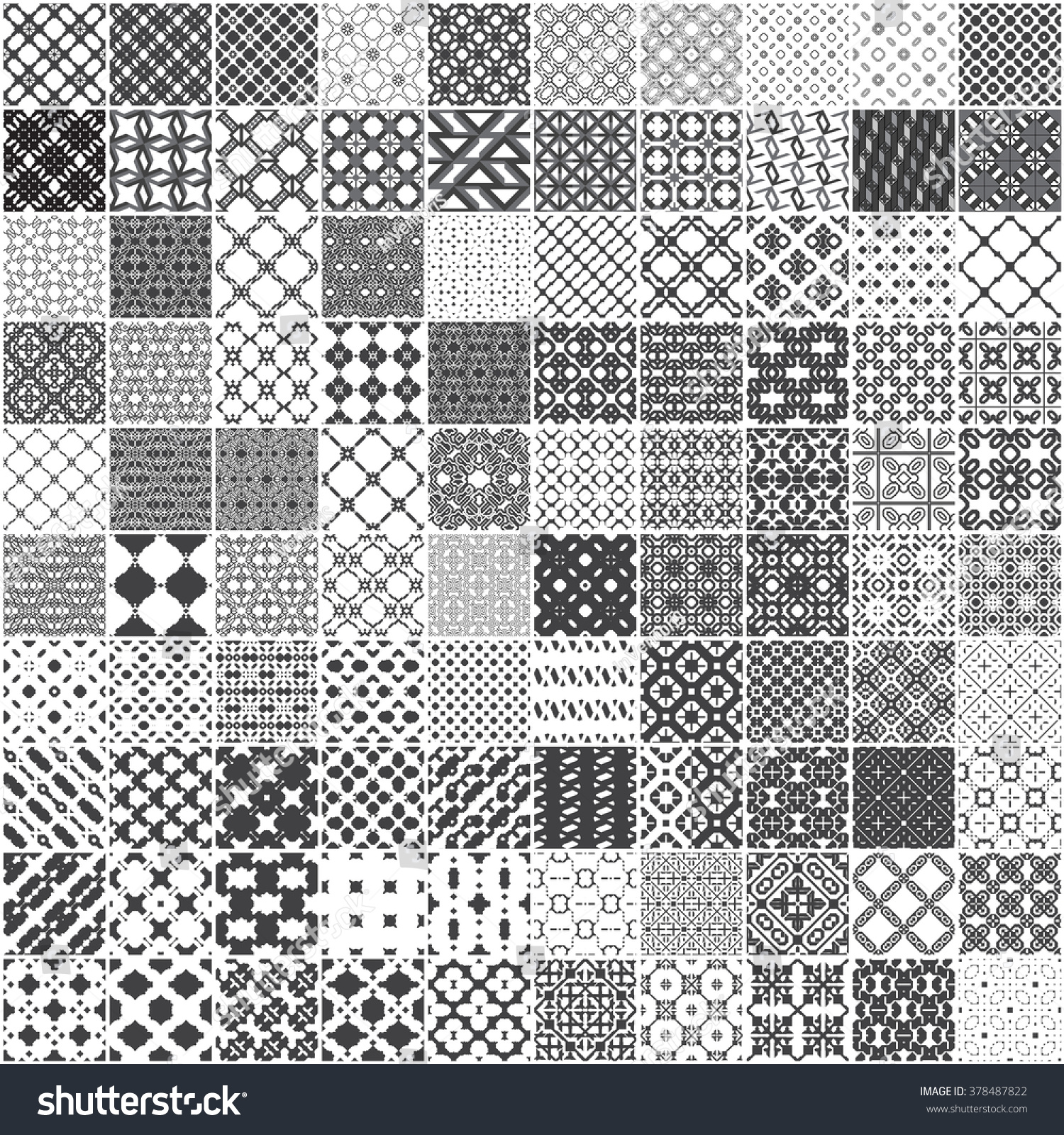 Set 100 Monochrome Seamless Patterns Pattern Stock Vector (Royalty Free ...