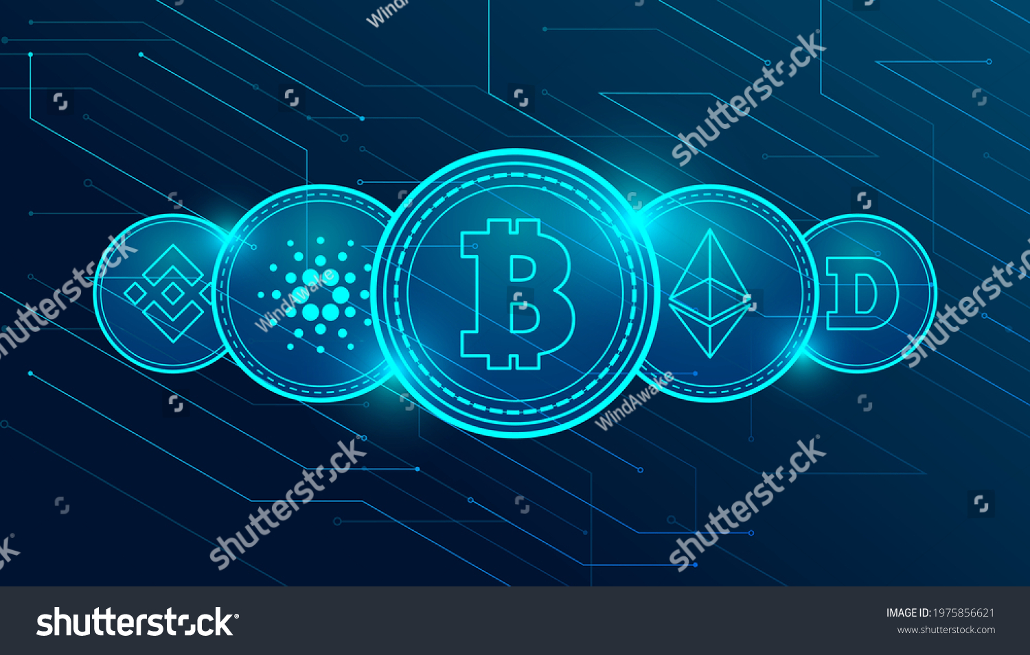 SVG of Set of most famous cryptocurrency coins. International stock exchange. Network bitcoin marketing vector. svg