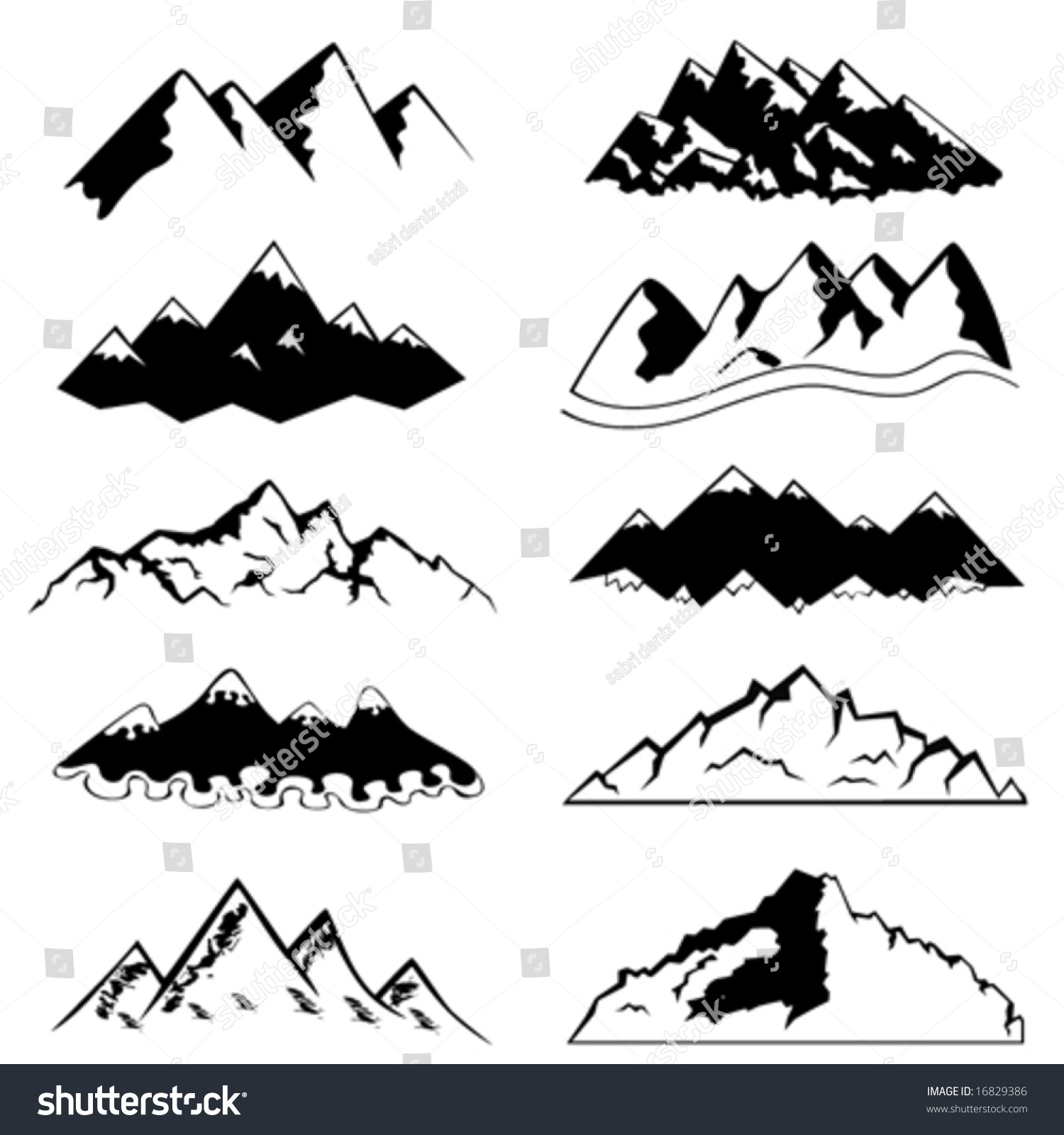 Set Mountain Vector Stock Vector (Royalty Free) 16829386