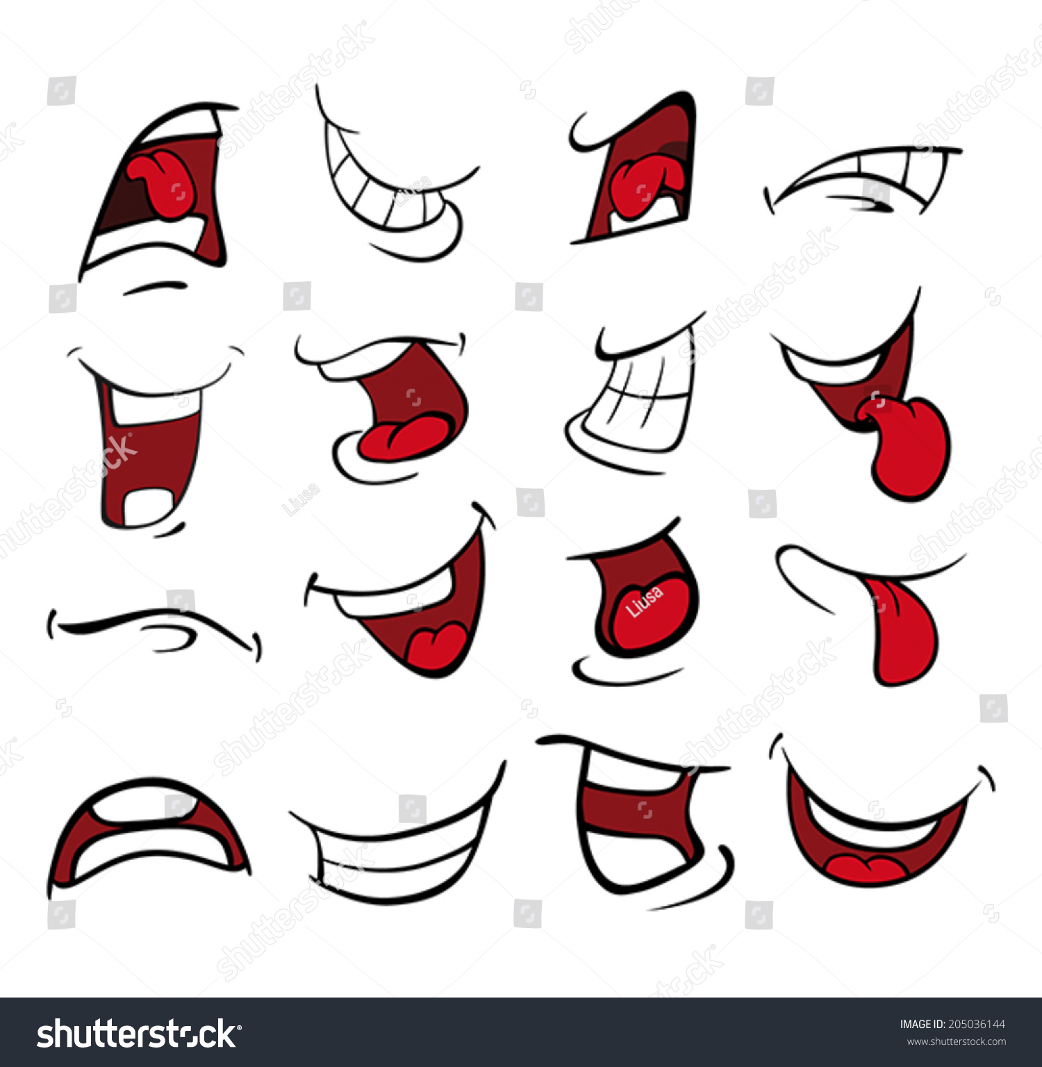 Set Of Mouths Cartoon Stock Vector Illustration 205036144 : Shutterstock