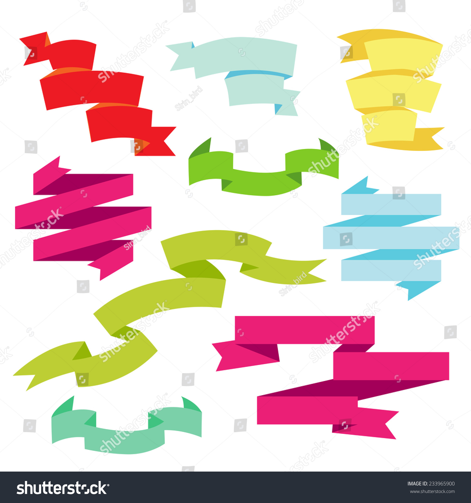 Set Of Multicolored Flat Ribbons And Banners Stock Vector Illustration ...