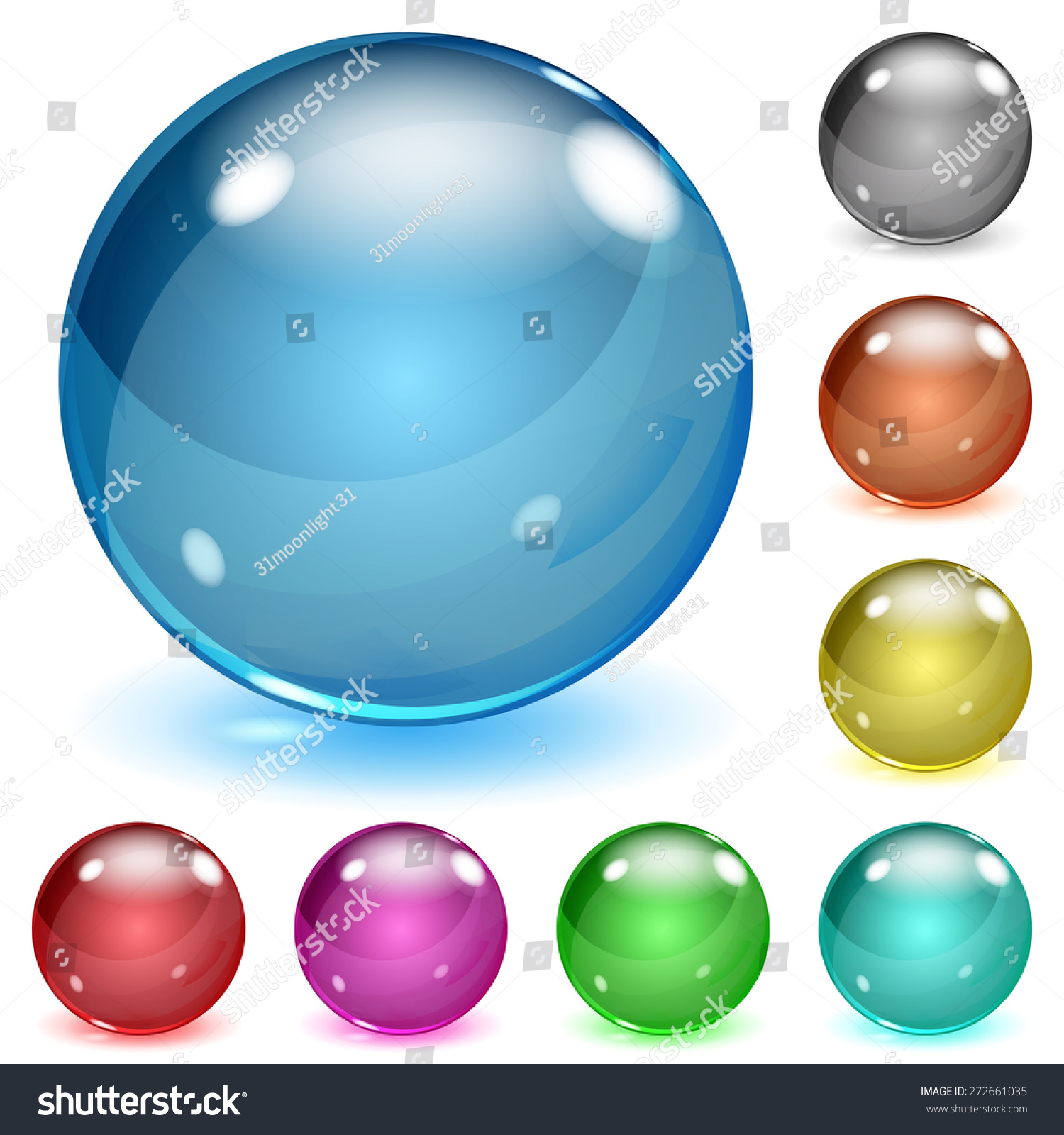 Set Multicolored Opaque Glass Spheres Glares Stock Vector 272661035 ...