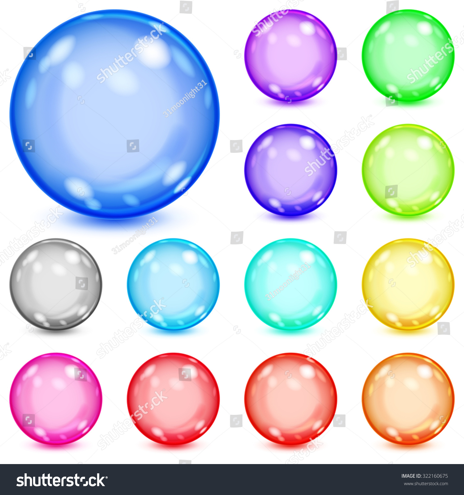 Set Of Multicolored Opaque Spheres With Glares And Shadows Stock Vector ...