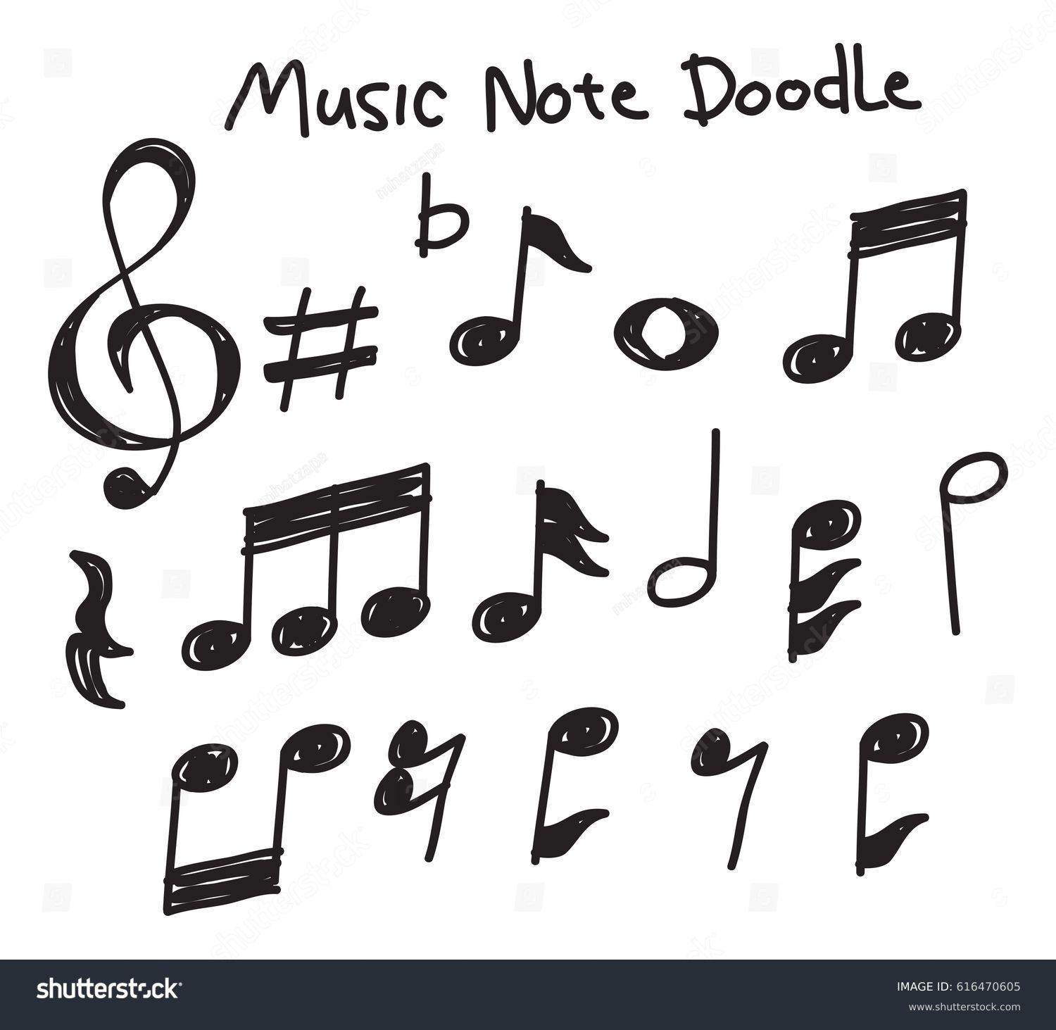 Set Music Note Doodle Stock Vector (Royalty Free) 616470605 | Shutterstock