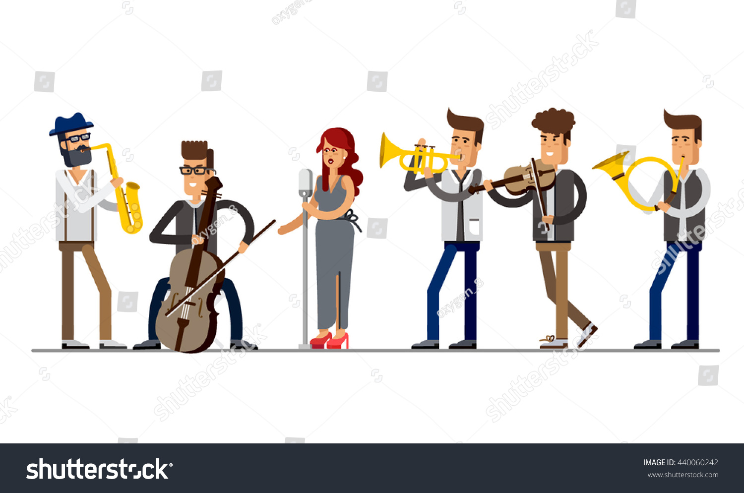 Set Musicians People Flat Vector Illustration Stock Vector 440060242 ...