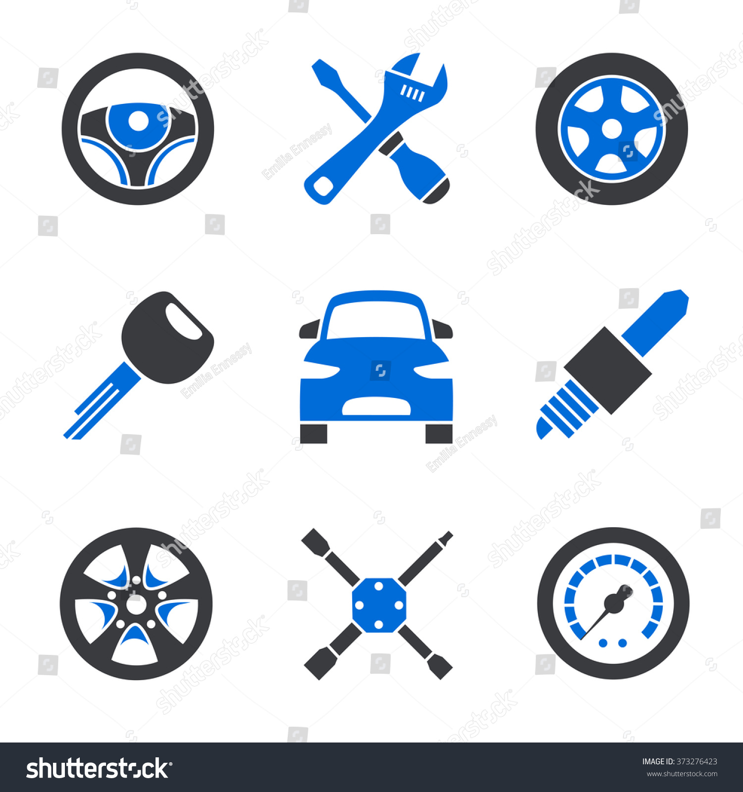 SVG of Set of nine simplified different car accessories svg