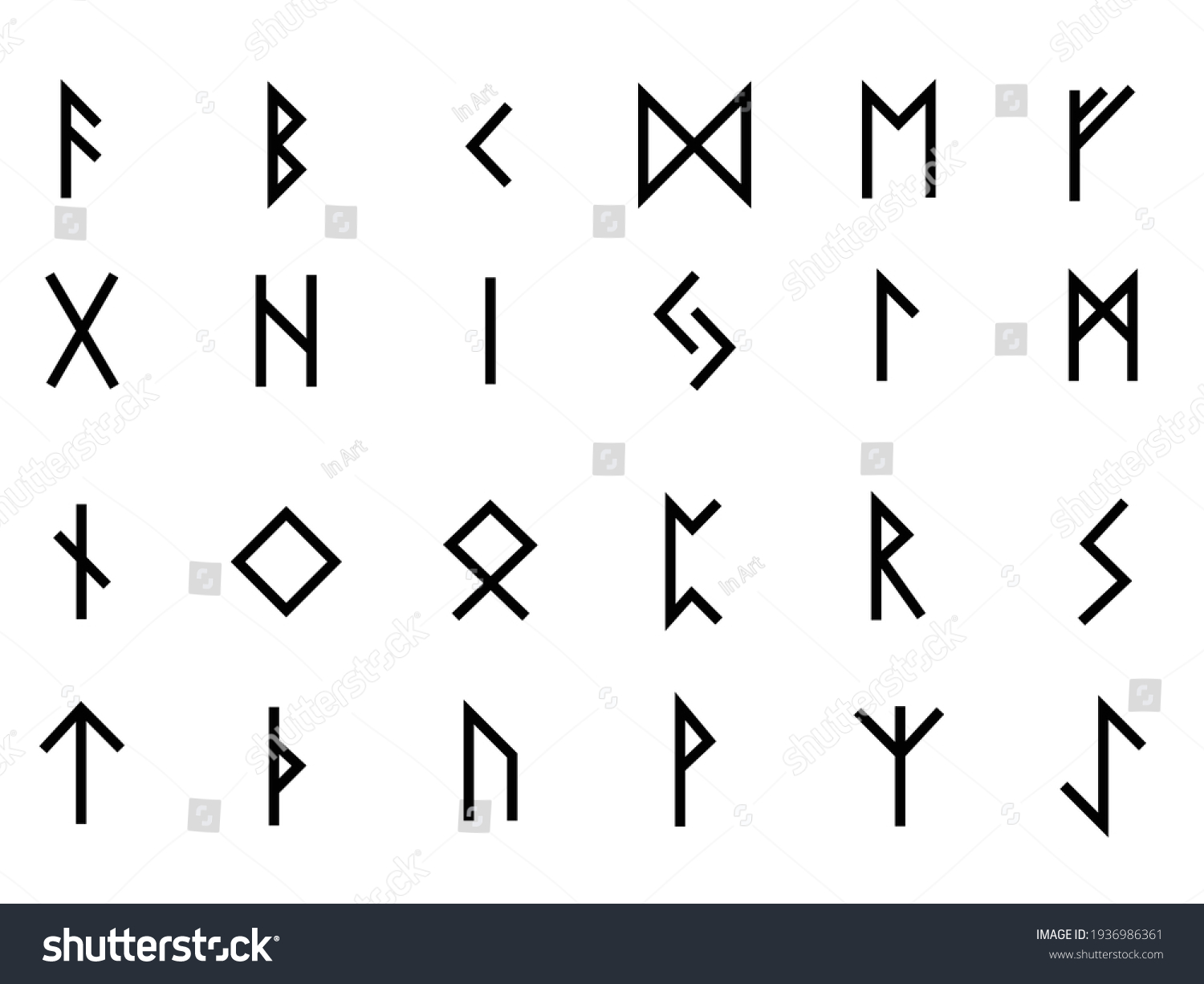 Set Norse Runes Collection Icelandic Symbols Stock Vector (Royalty Free ...