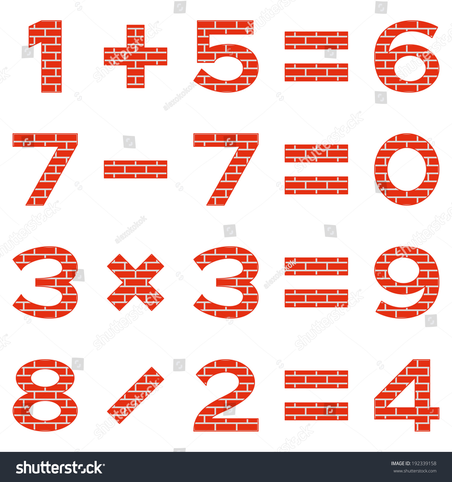 worksheet Addition Subtraction Multiplication Division set numbers signs mathematical equations addition stock vector of and in subtraction multiplication division