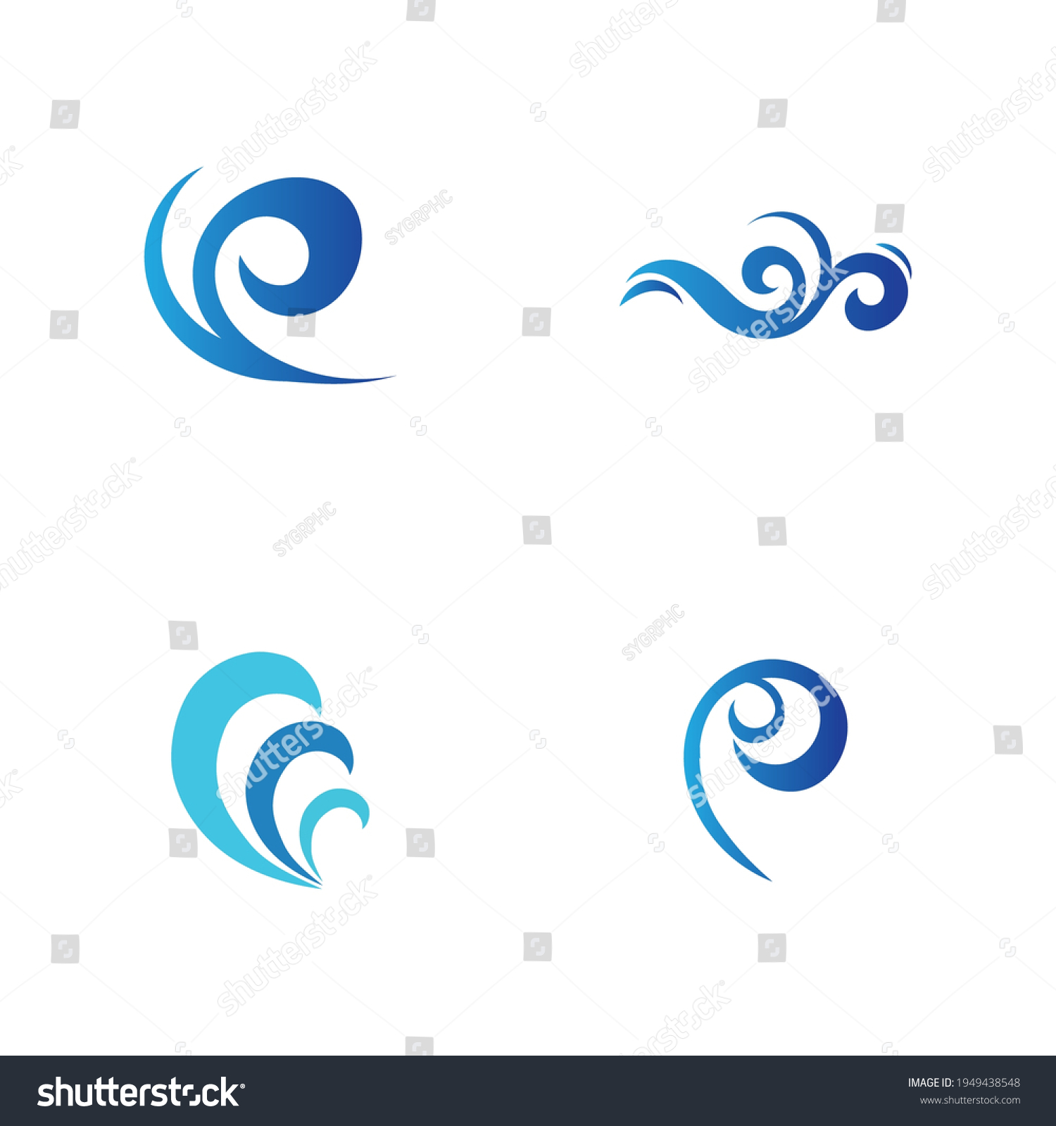 Set Ocean Wave Water Logo Vector Stock Vector (Royalty Free) 1949438548