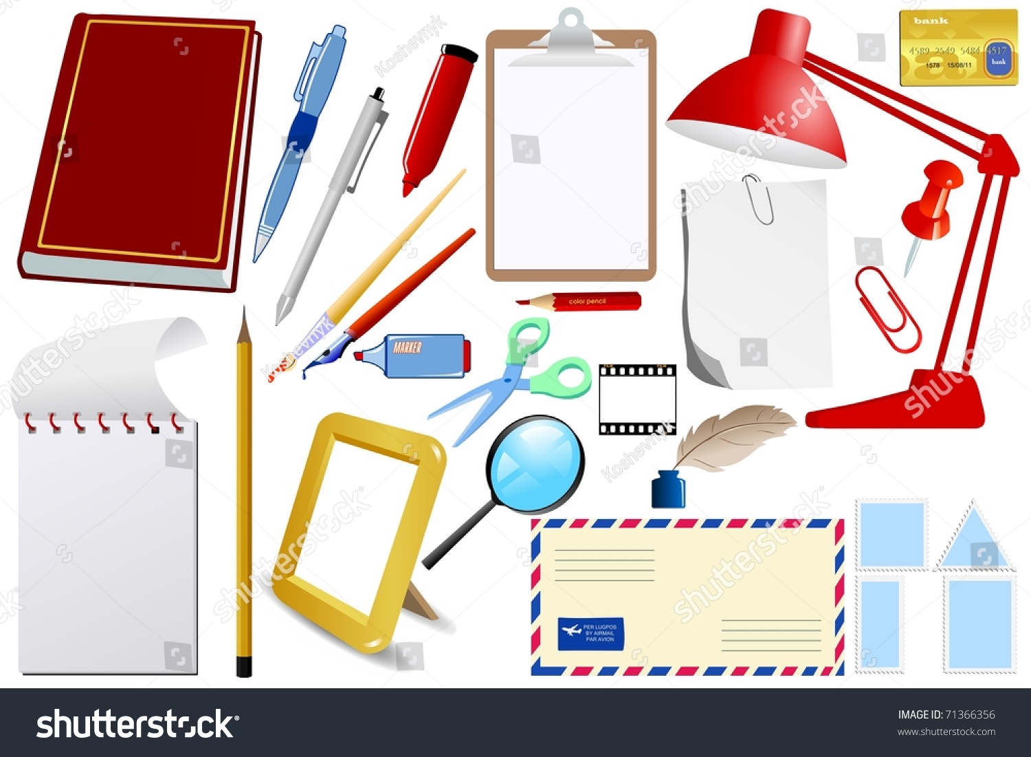 Set Of Office Objects. Vector - 71366356 : Shutterstock