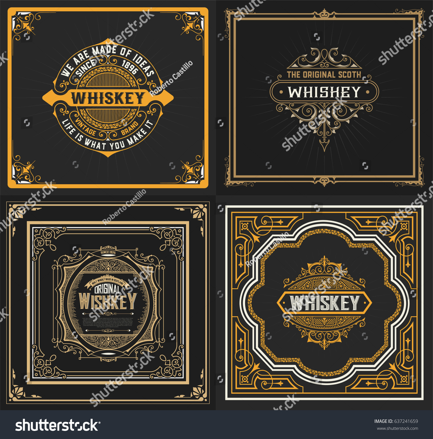 Set 4 Old Cards Western Style Stock Vector (Royalty Free) 637241659