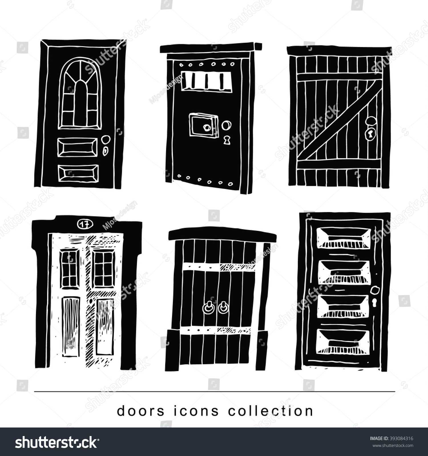 Set Old Door Icon Illustration Vector Stock Vector (Royalty Free) 393084316