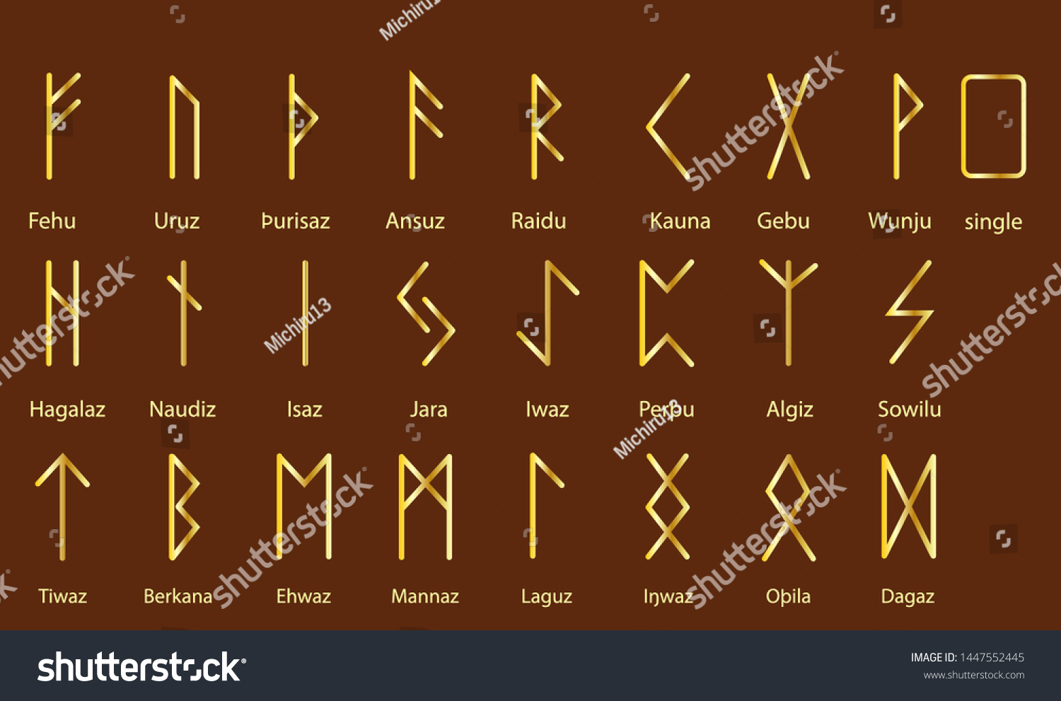 Set Old Norse Scandinavian Runes Rune Stock Vector (Royalty Free ...