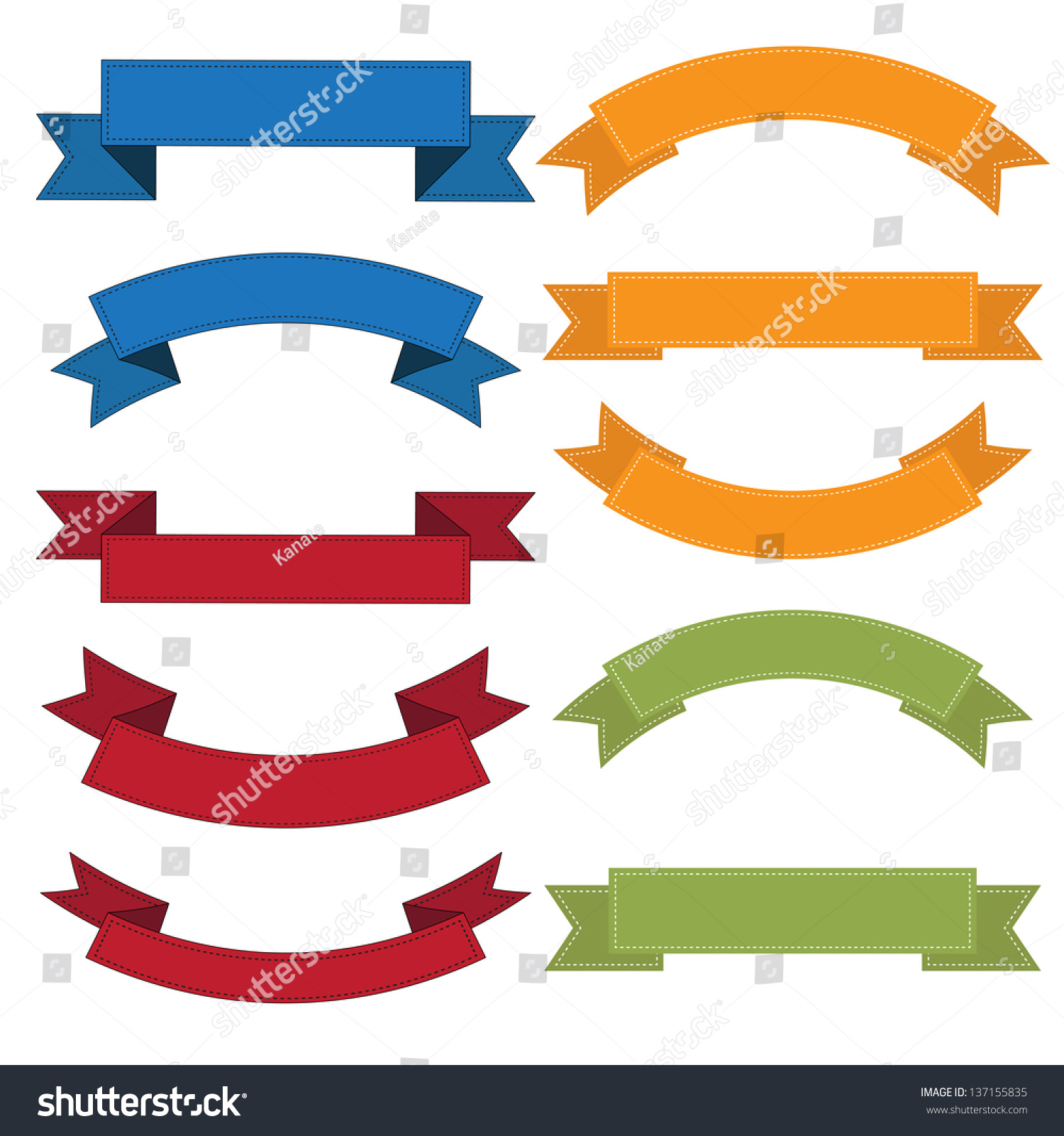 Set Old Ribbon Banner Illustration Eps10 Stock Vector (Royalty Free