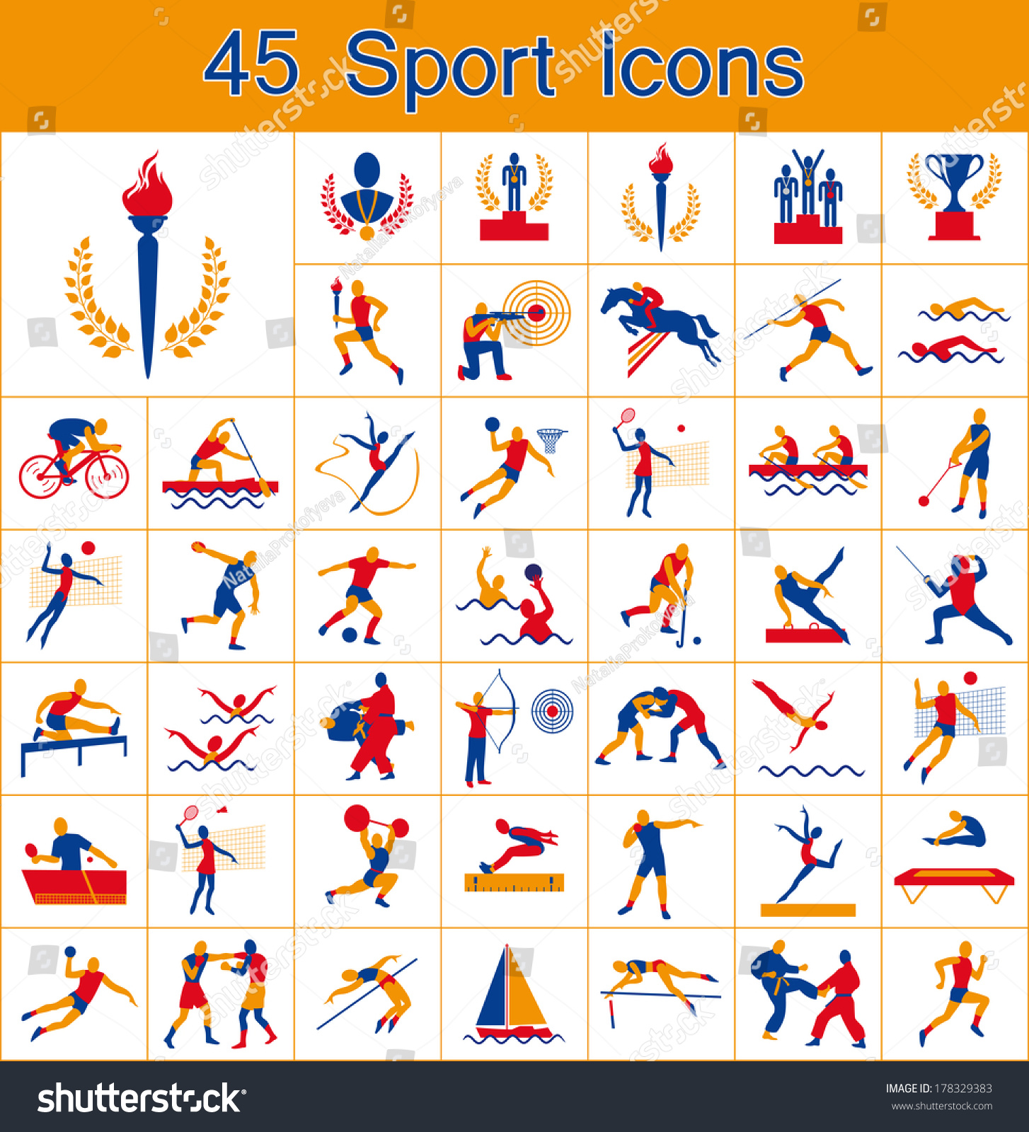 Set Of Olympic Summer Games Icons Stock Vector Illustration 178329383