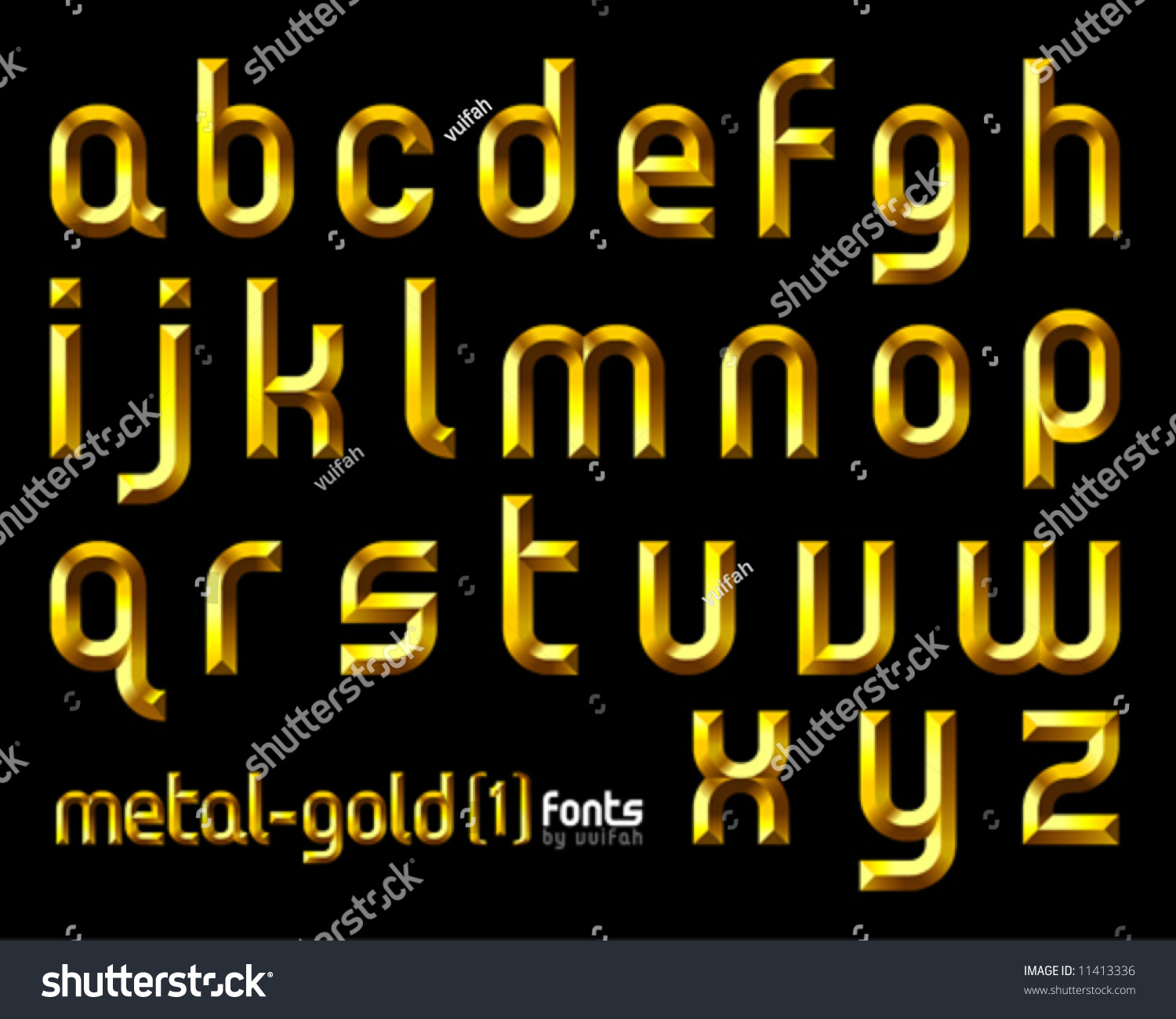 SVG of Set of original design golden metal fonts. svg