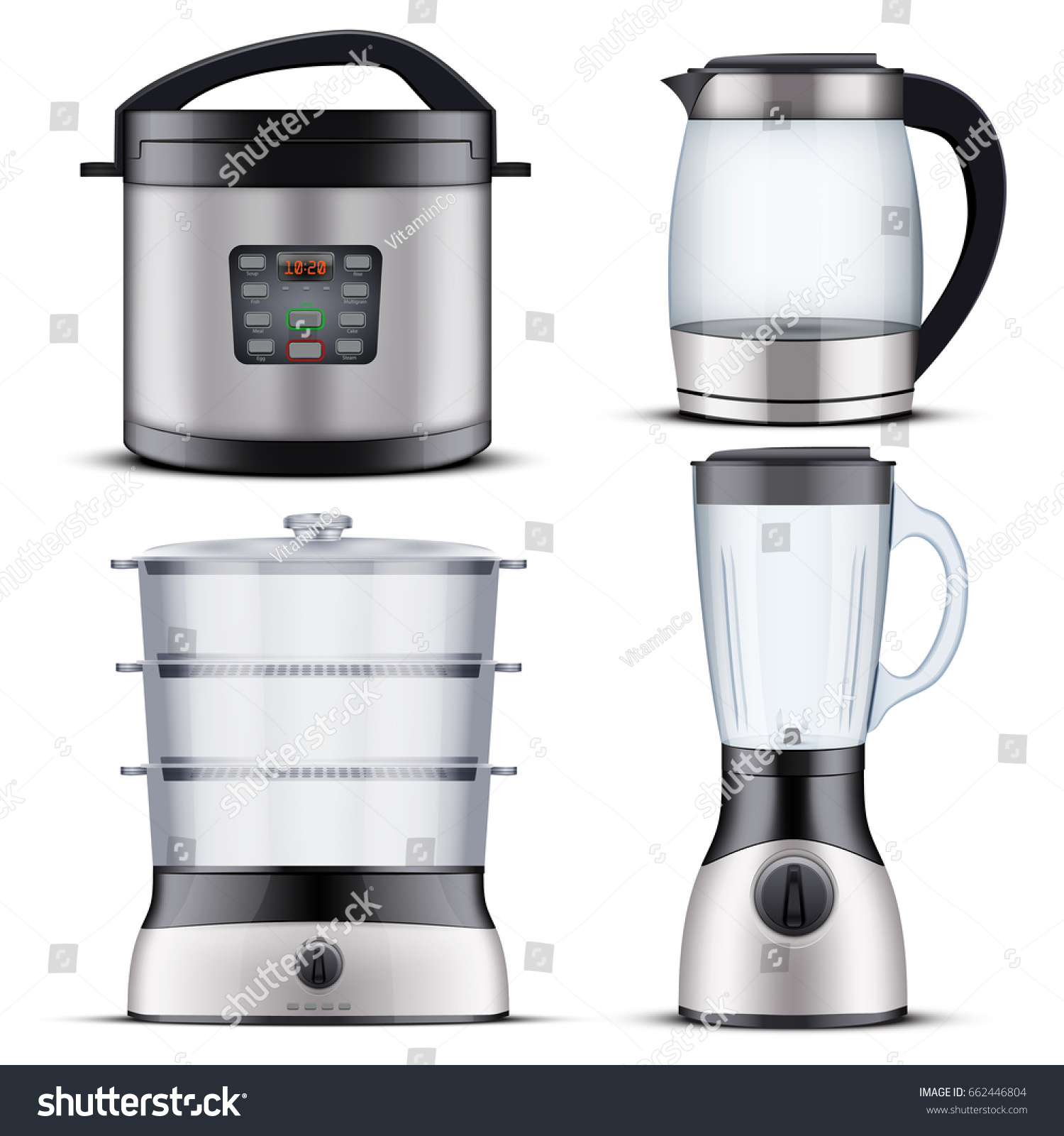 Set Original Electric Domestic Kitchen Appliances Stock Vector