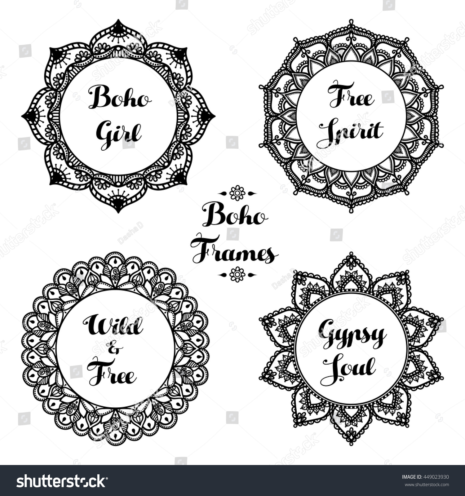set ornamental boho frames indian henna stock vector 449023930 set ornamental boho frames indian henna stock vector 449023930