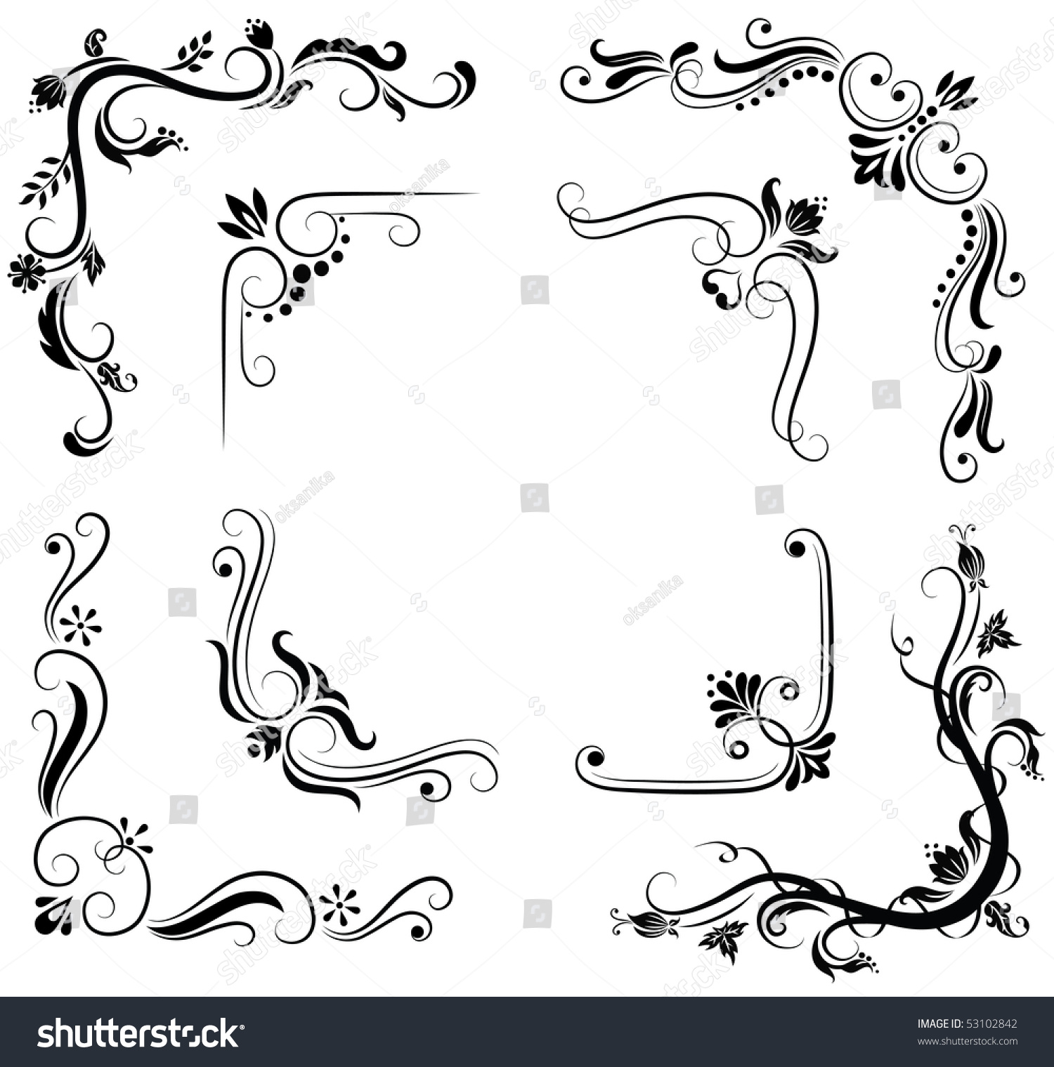 Set Ornate Corner Designs Stock Vector 53102842 - Shutterstock