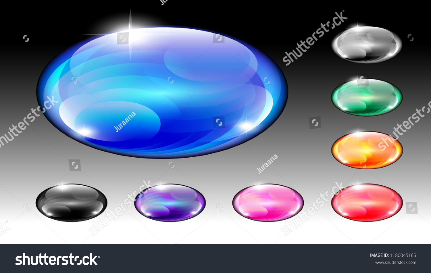 Set Oval Crystal Backgrounds Vector Illustration Stock Vector Royalty Free