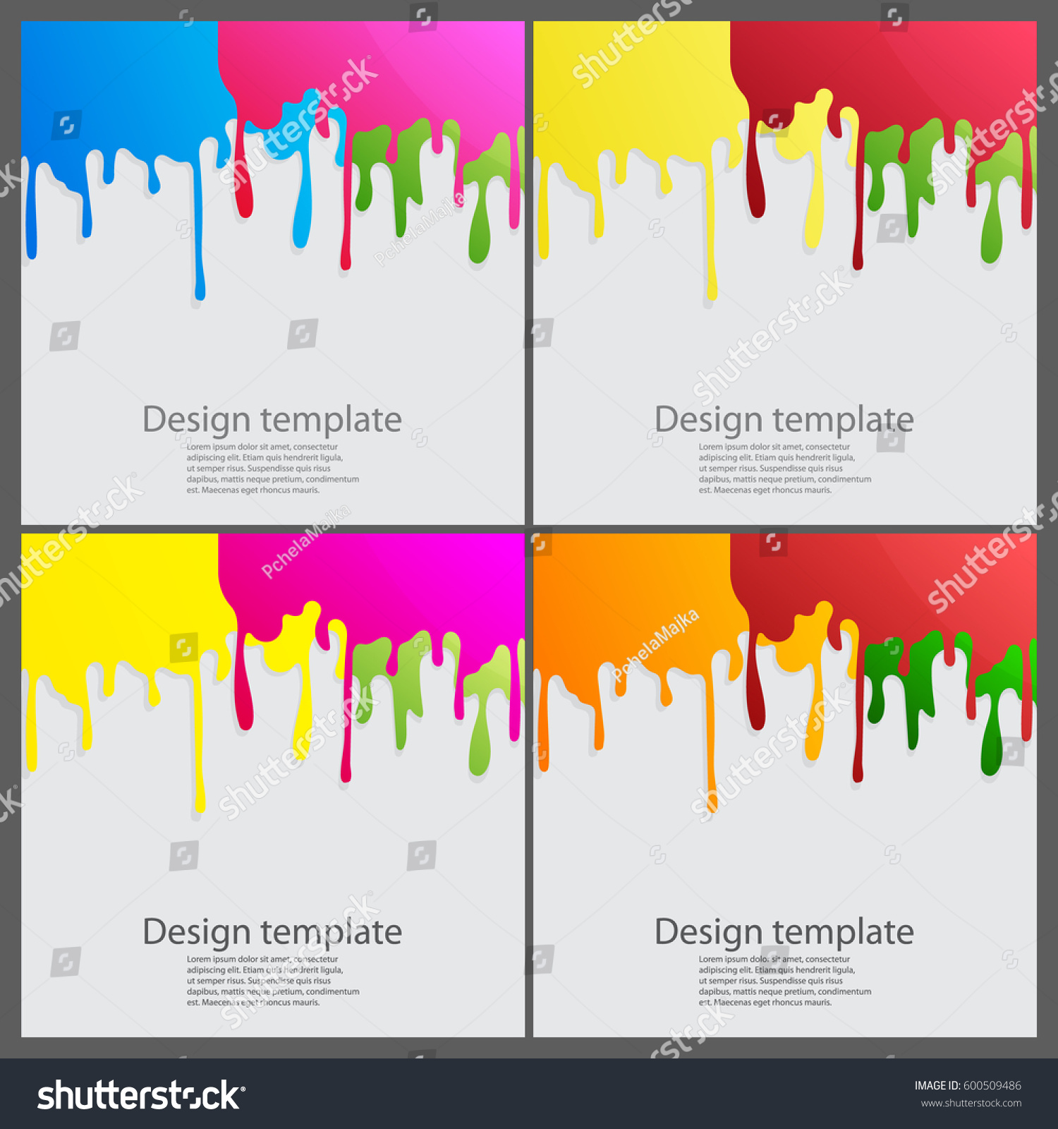 Set Paint Colorful Dripping Backgrounds Vector Stock Vector (Royalty ...