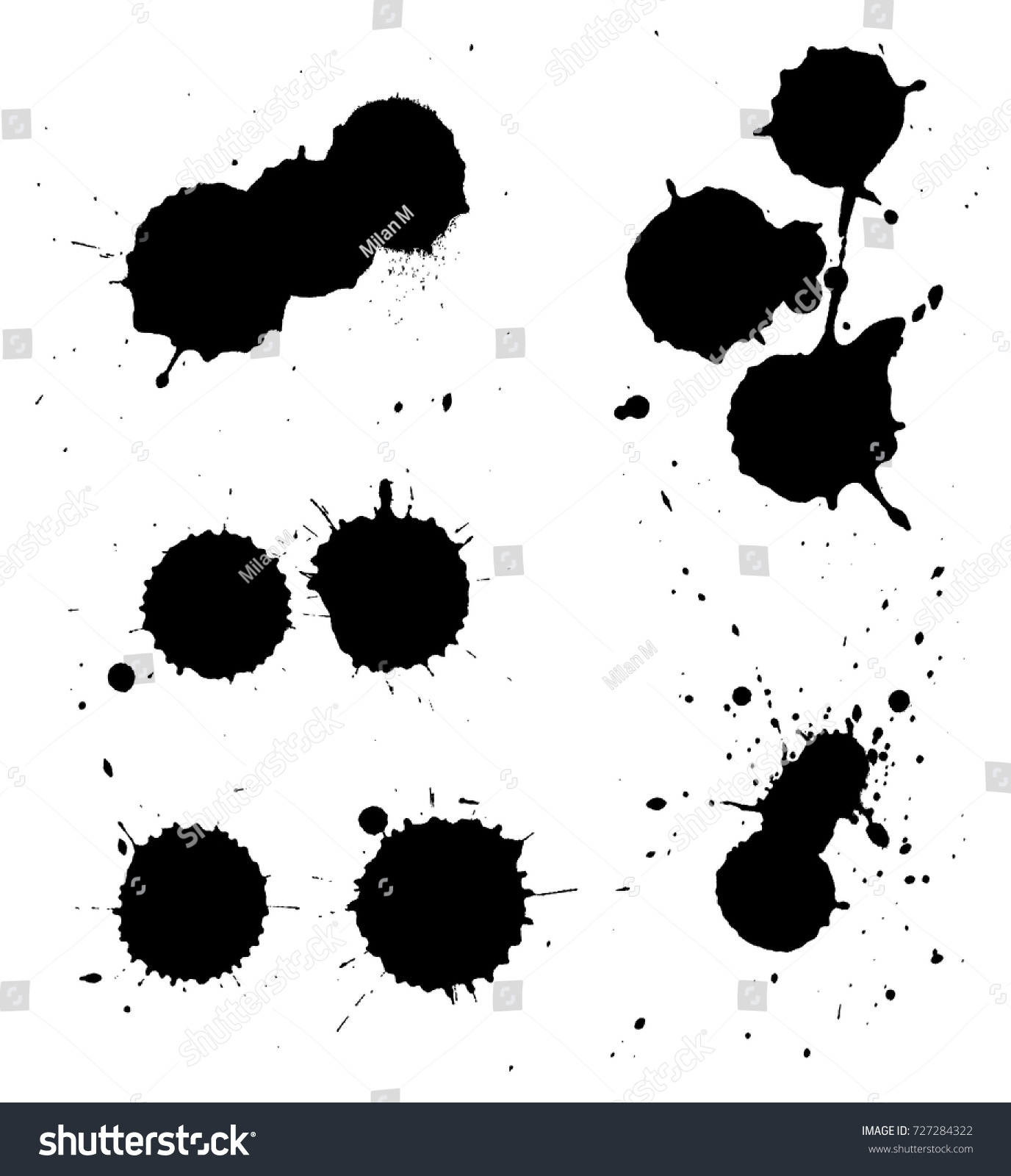 Set Paint Splattersvector Paint Splashes Stock Vector 727284322 ...