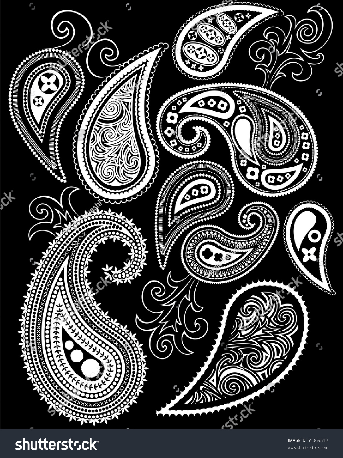 Set Paisley Sahpes Vector Format Very Stock Vector 65069512 - Shutterstock