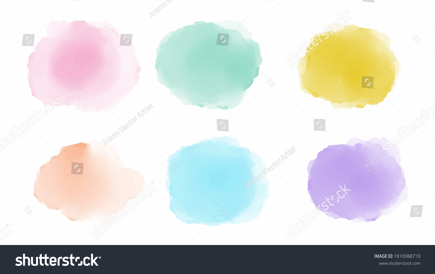 Set Pastel Colorful Watercolor Brush Isolate Stock Vector (Royalty Free ...