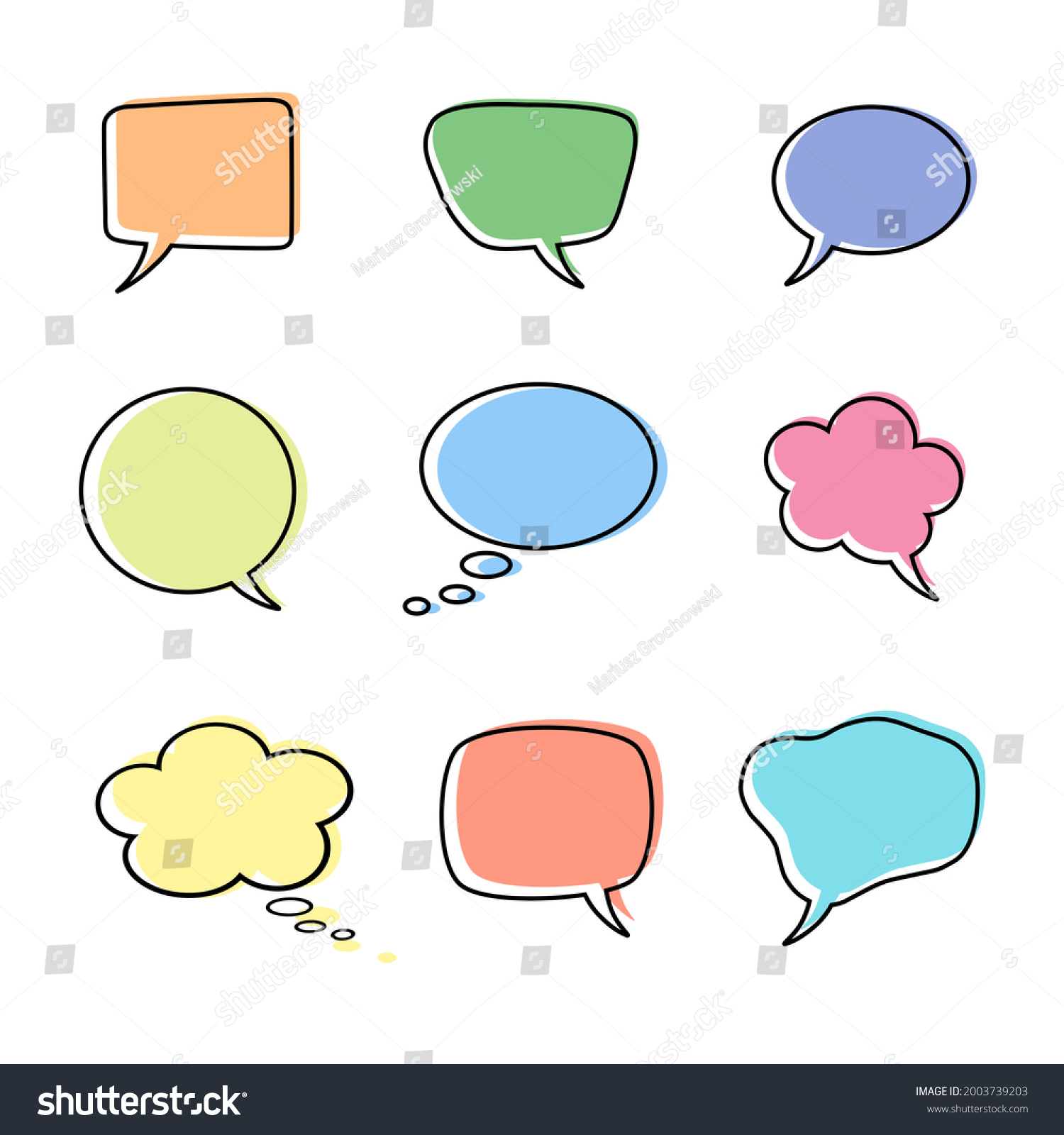 Set Pastel Speech Bubbles Communication People Stock Vector (Royalty ...