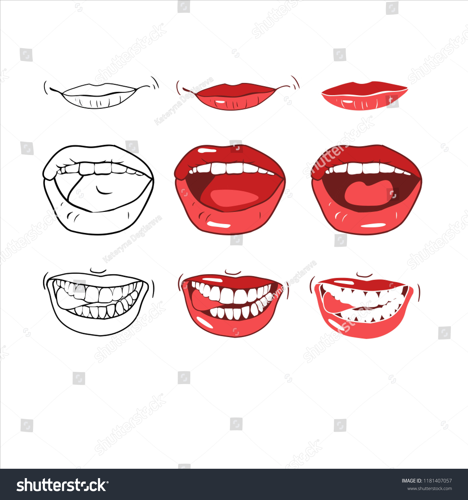 Set Patterns Vector Sexy Female Lips Stock Vector (Royalty Free ...