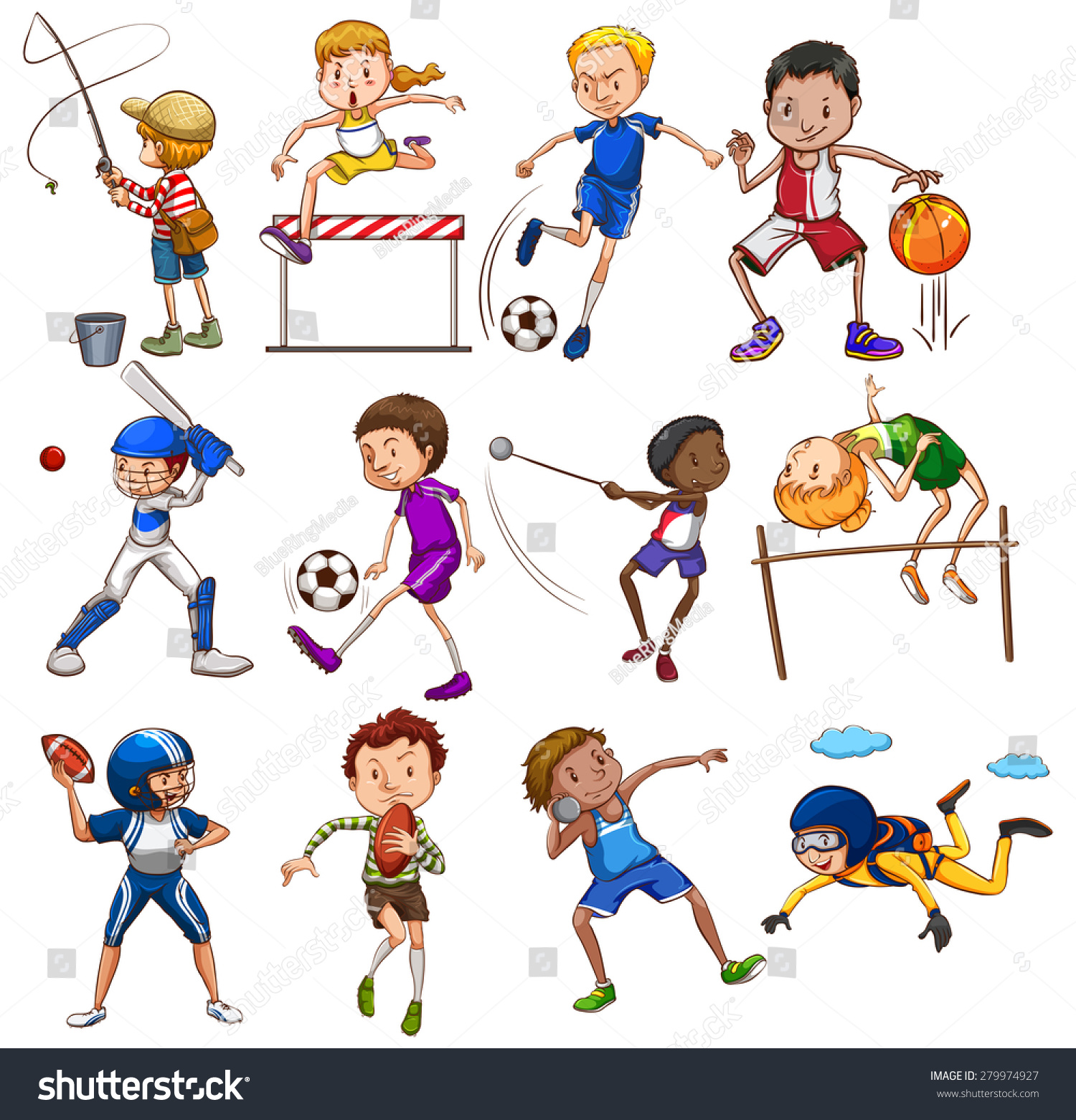 Set Of People Playing Different Sports Stock Vector Illustration ...