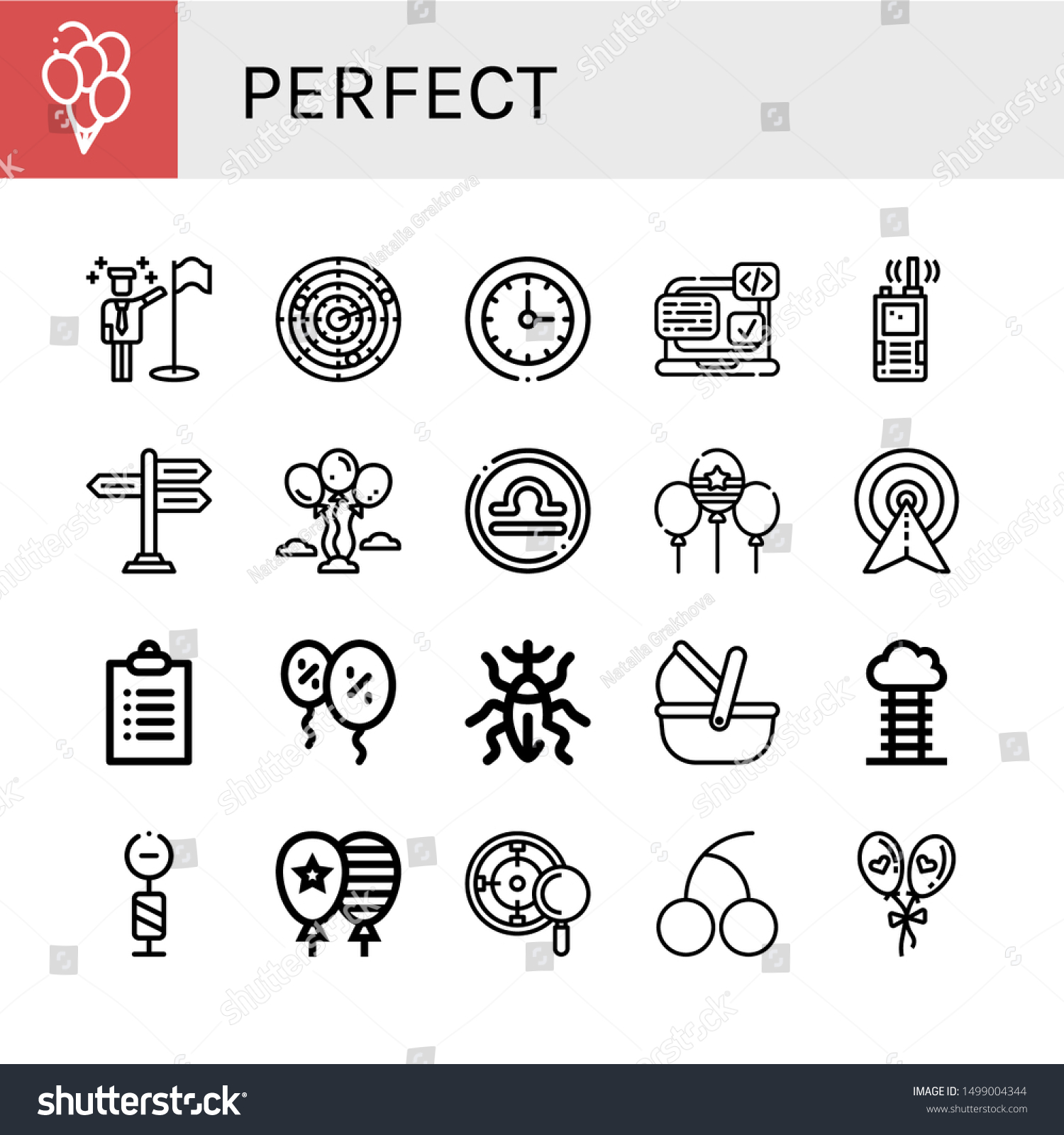 Set Perfect Icons Such Balloons Goals Stock Vector Royalty Free