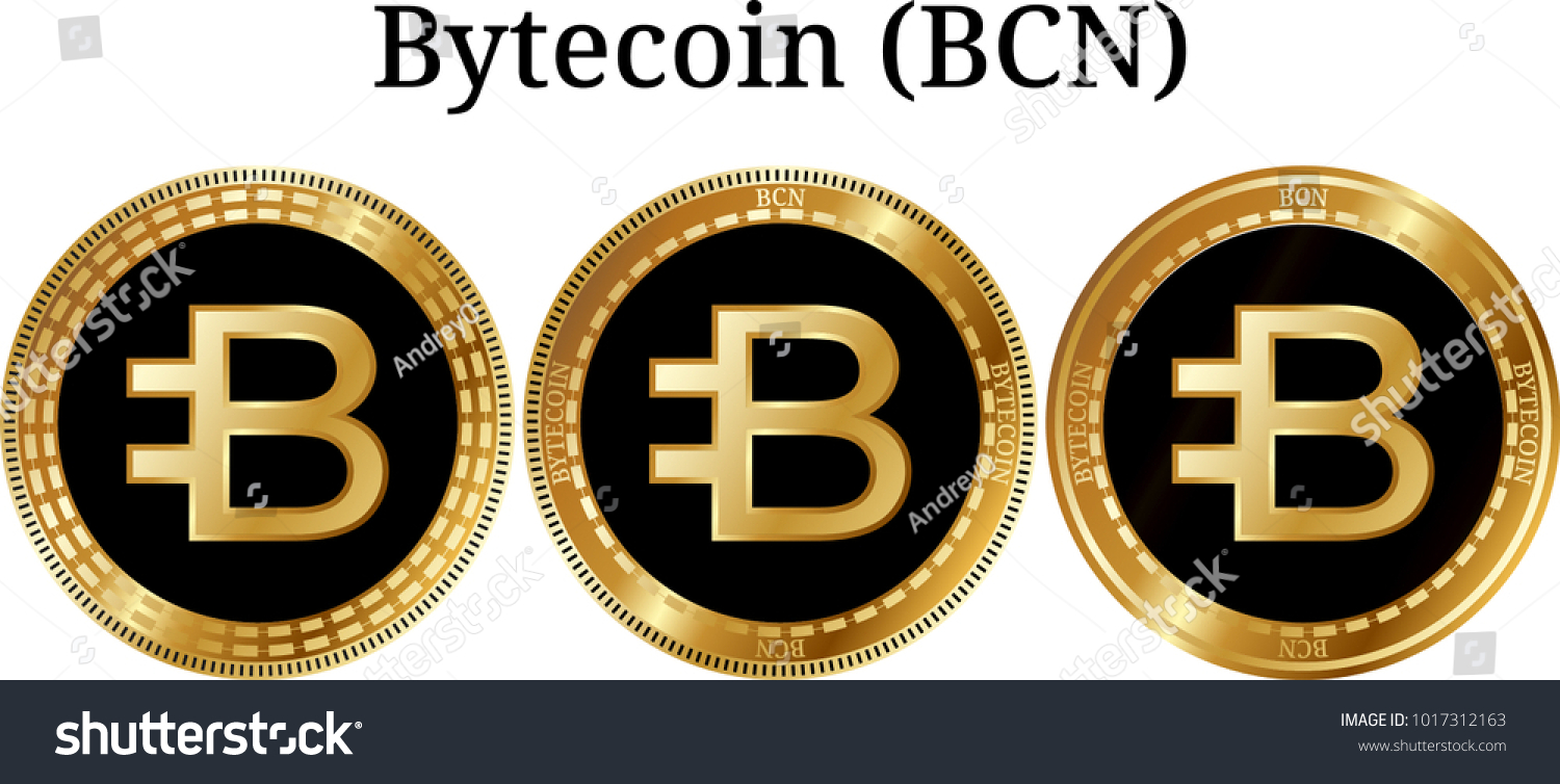 SVG of Set of physical golden coin Bytecoin (BCN), digital cryptocurrency. Bytecoin (BCN) icon set. Vector illustration isolated on white background. svg