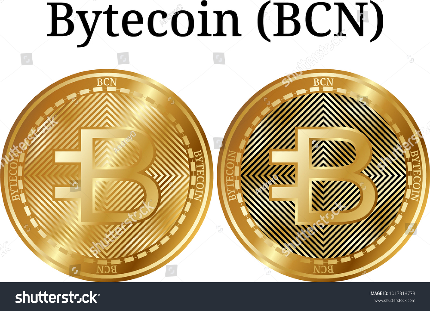 SVG of Set of physical golden coin Bytecoin (BCN), digital cryptocurrency. Bytecoin (BCN) icon set. Vector illustration isolated on white background. svg