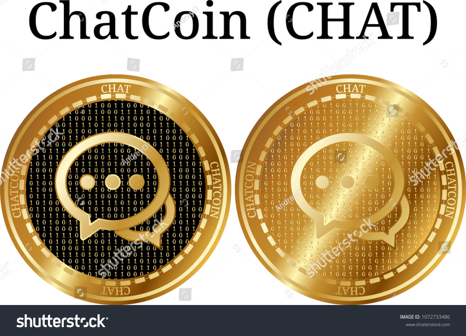 Set Physical Golden Coin Chatcoin Chat Stock Vector Royalty Free