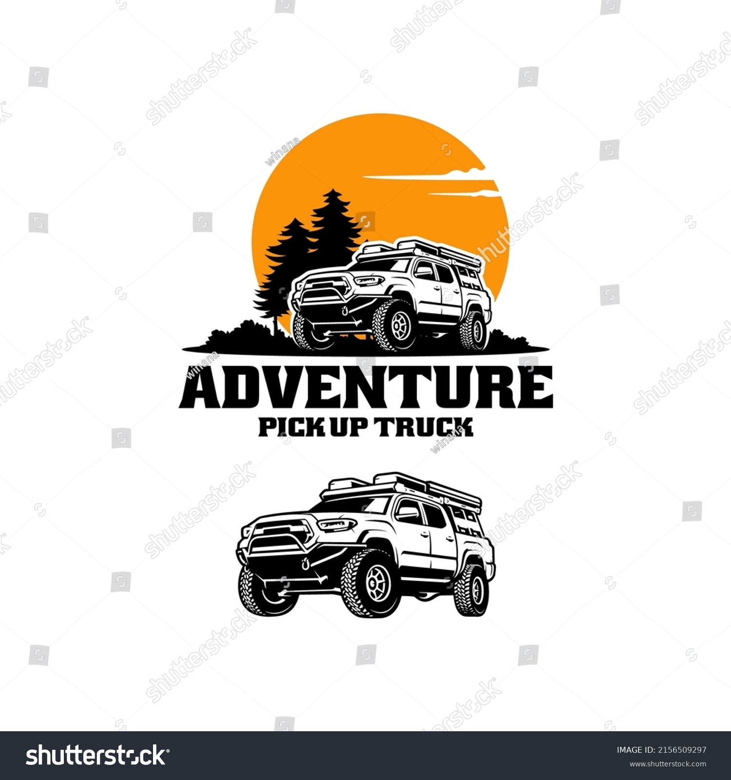 SVG of set of pick up truck adventure logo design svg