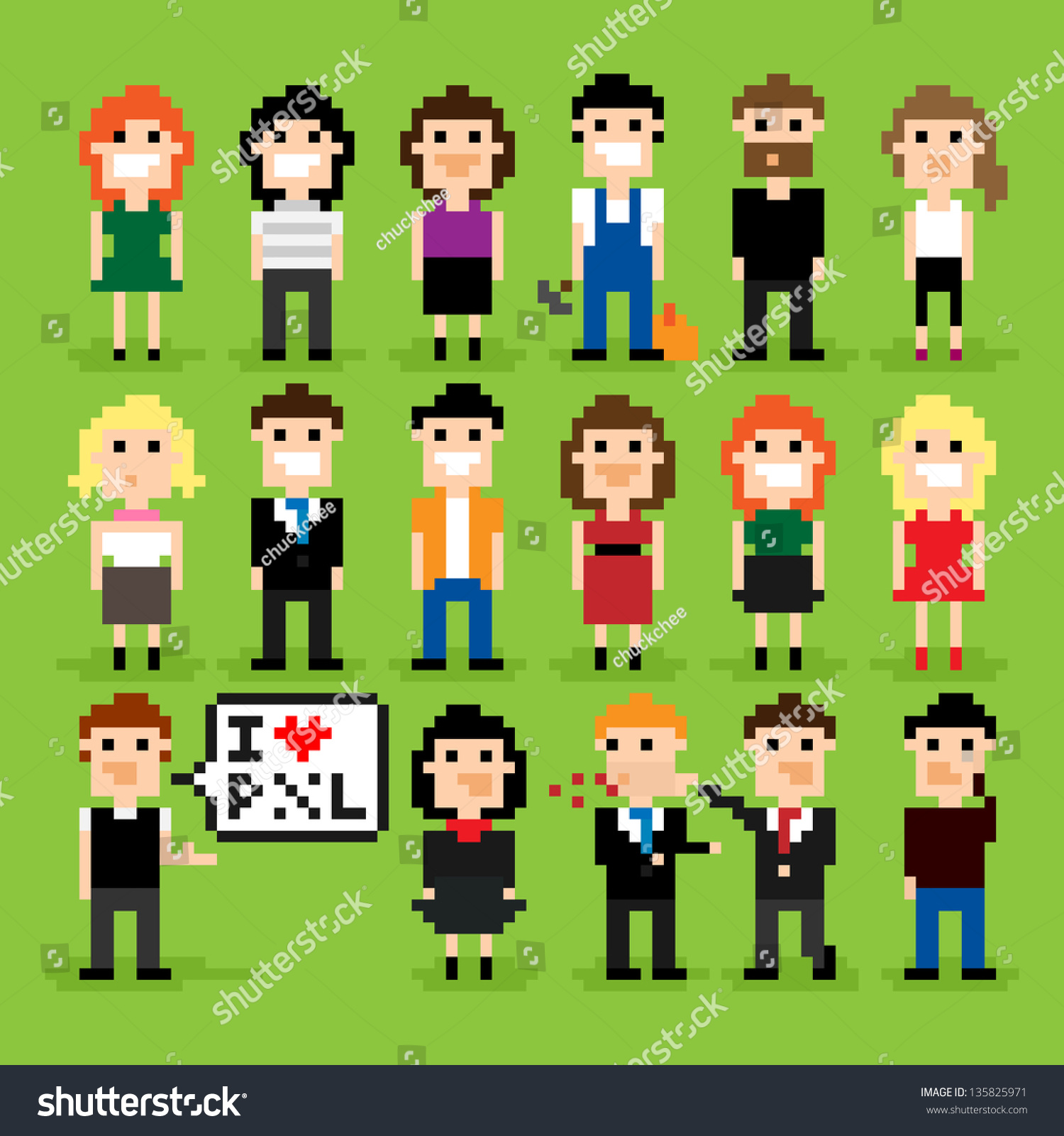 Set Of Pixel People Icons, Vector Illustration - 135825971 : Shutterstock