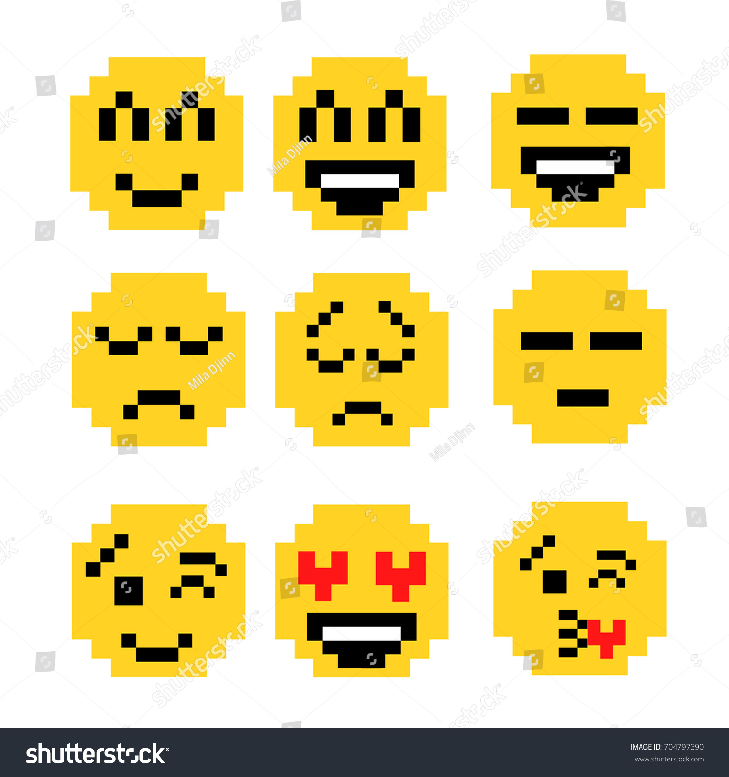 Set Pixel Smiles Retro Pop Art Stock Vector 704797390 - Shutterstock