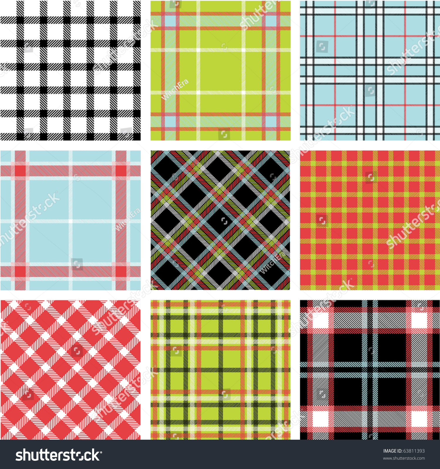 Set Of Plaid Patterns Stock Vector Illustration 63811393 : Shutterstock