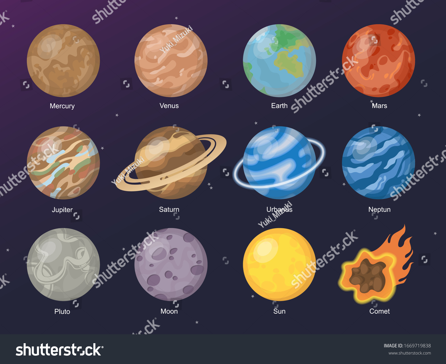 Set Planet Illustration Vector Planets Stock Vector (Royalty Free ...