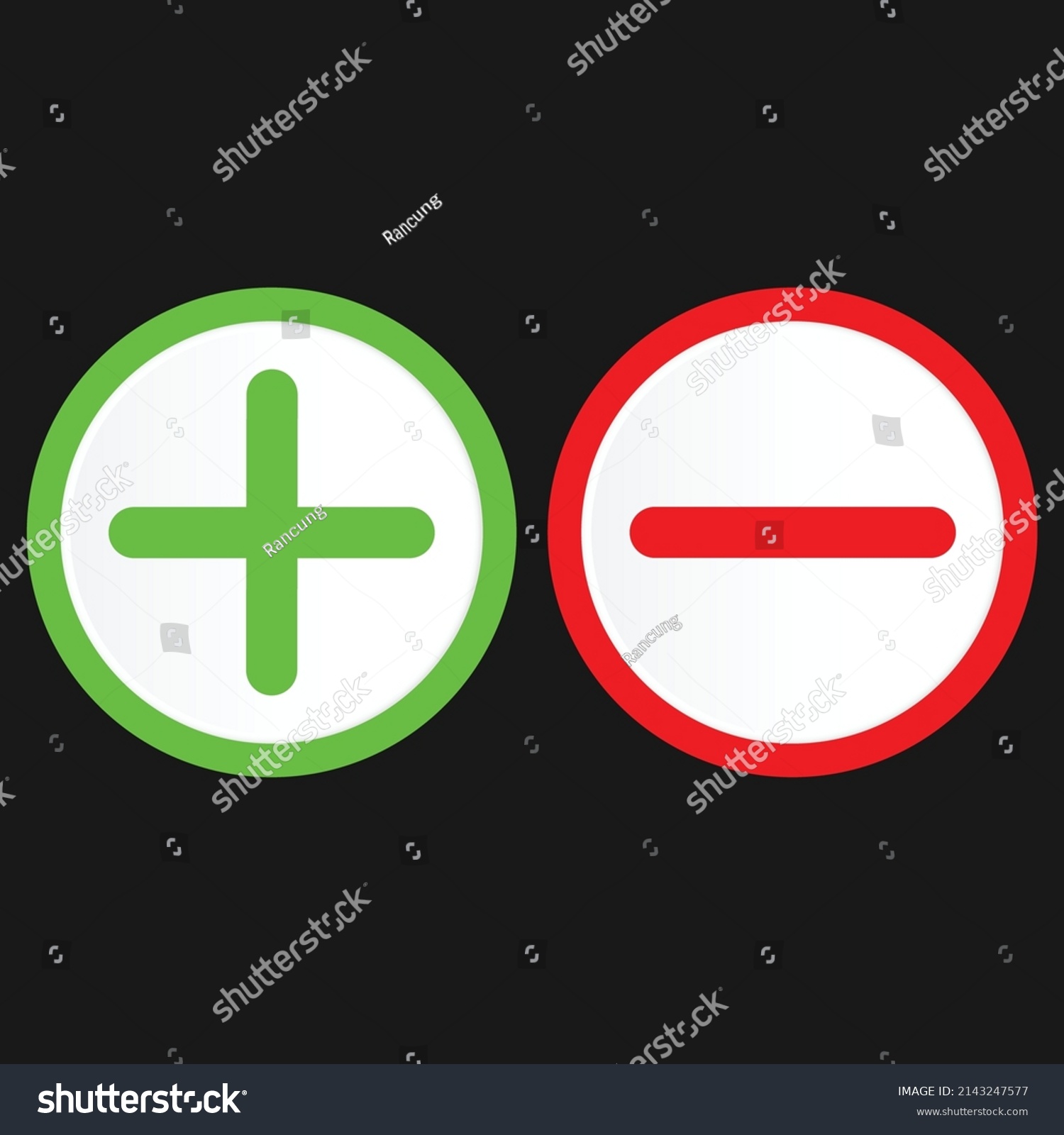 Set Plus Minus Sign Iconsbuttonsflate Round Stock Vector (Royalty Free ...