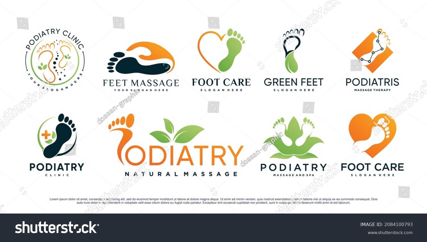 Set Podiatry Logo Design Creative Element Stock Vector (Royalty Free ...