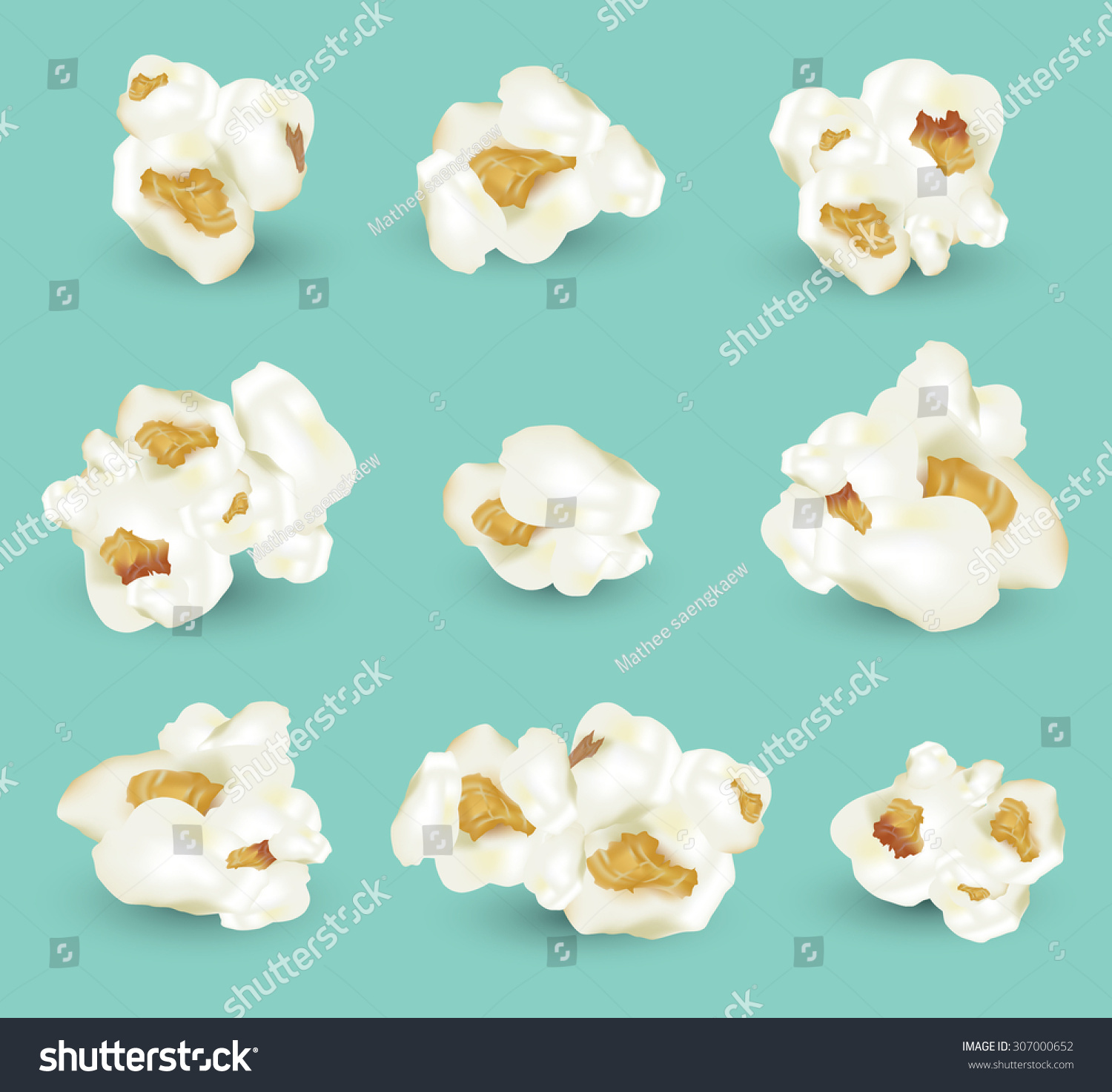 Set Popcorn Vector Stock Vector (Royalty Free) 307000652