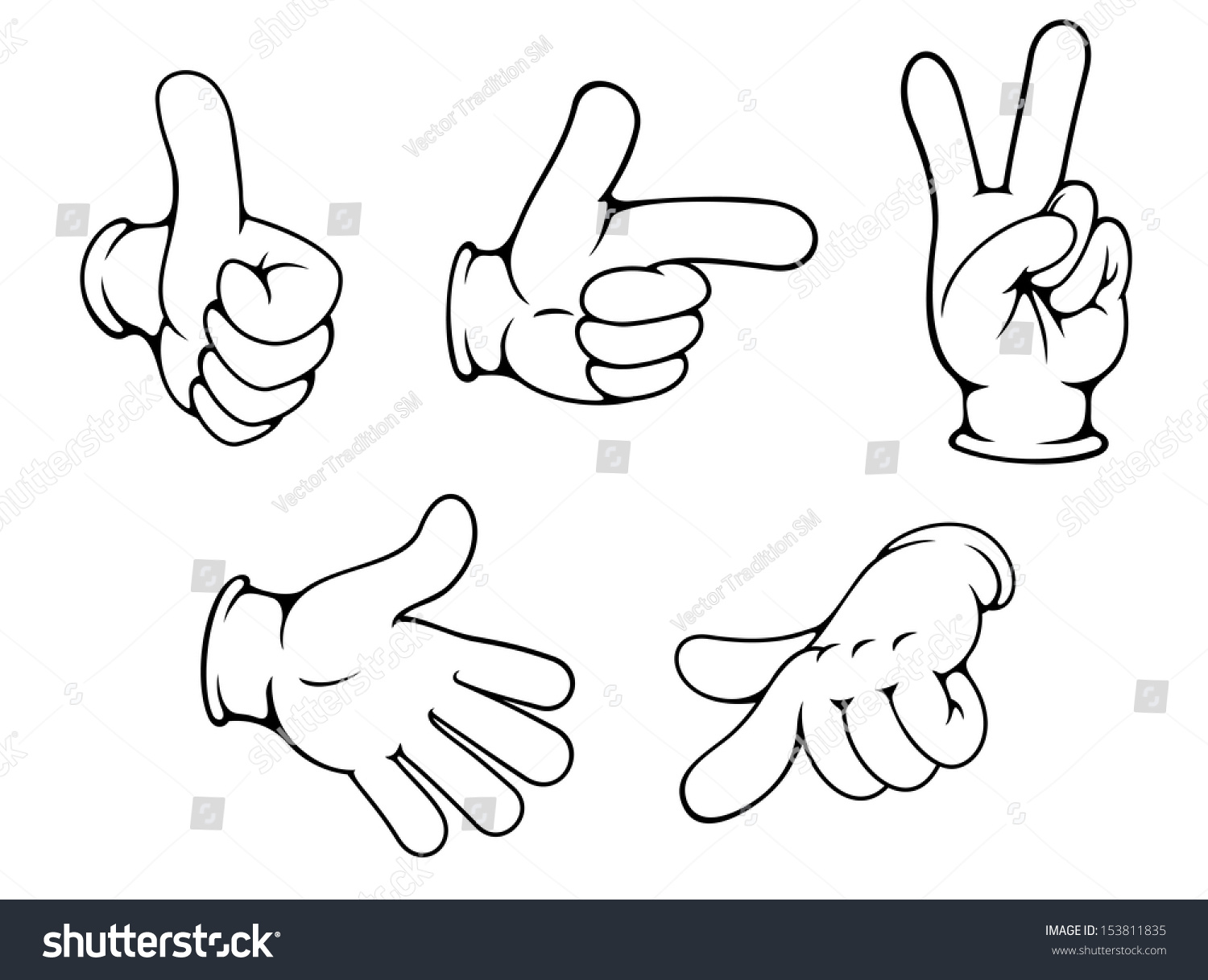 Set Positive Hands Gestures Cartoon Style Stock Vector (Royalty Free ...