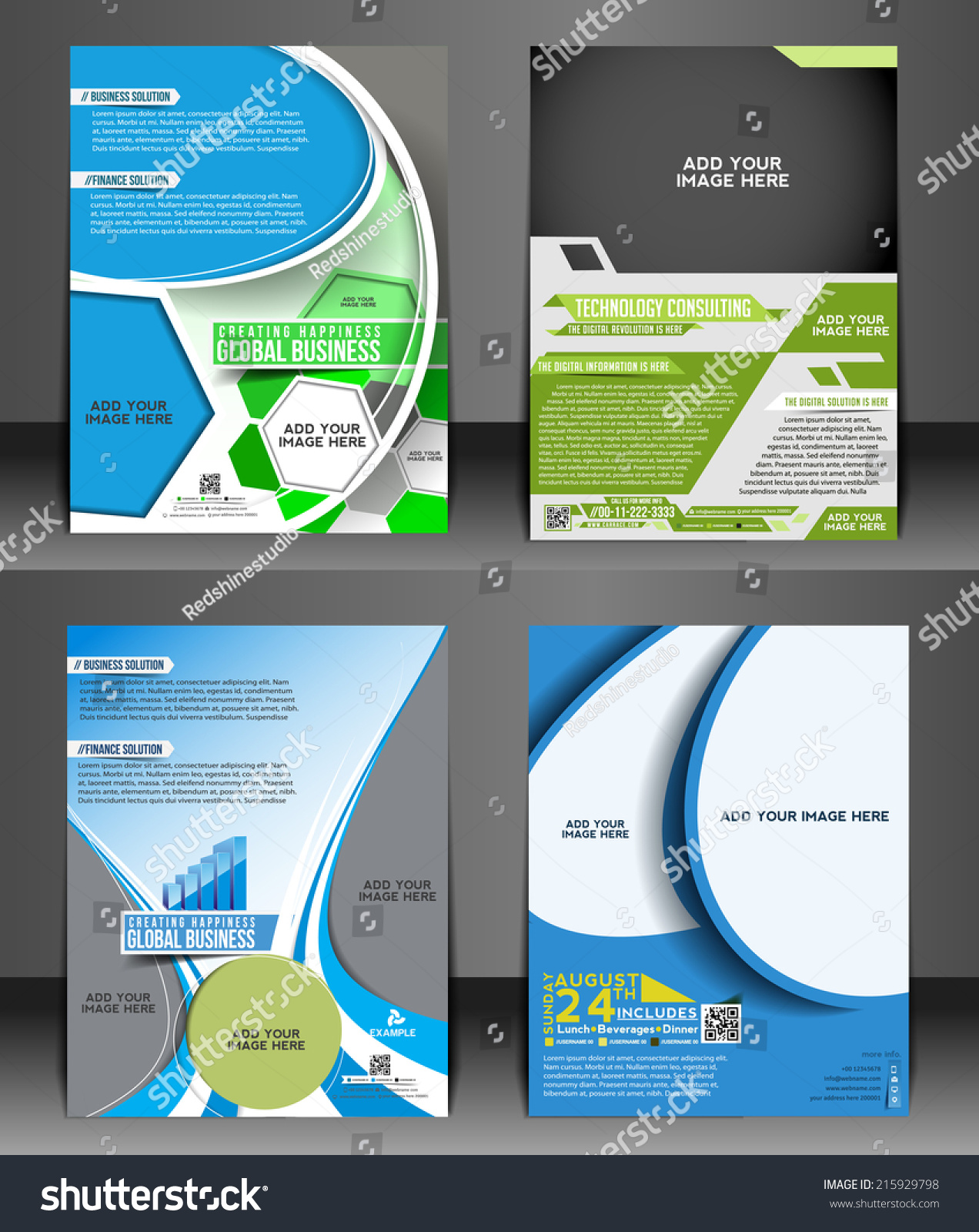 set presentation flyer design content background stock vector