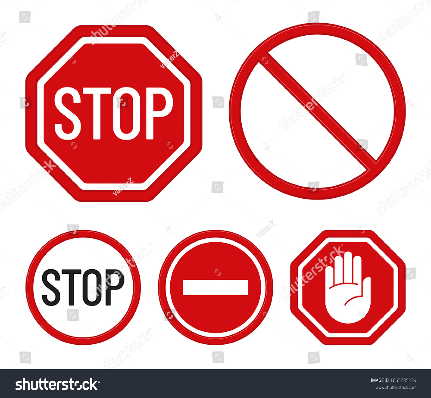 Set Prohibition Signs Flat Design Stop Stock Vector (Royalty Free ...